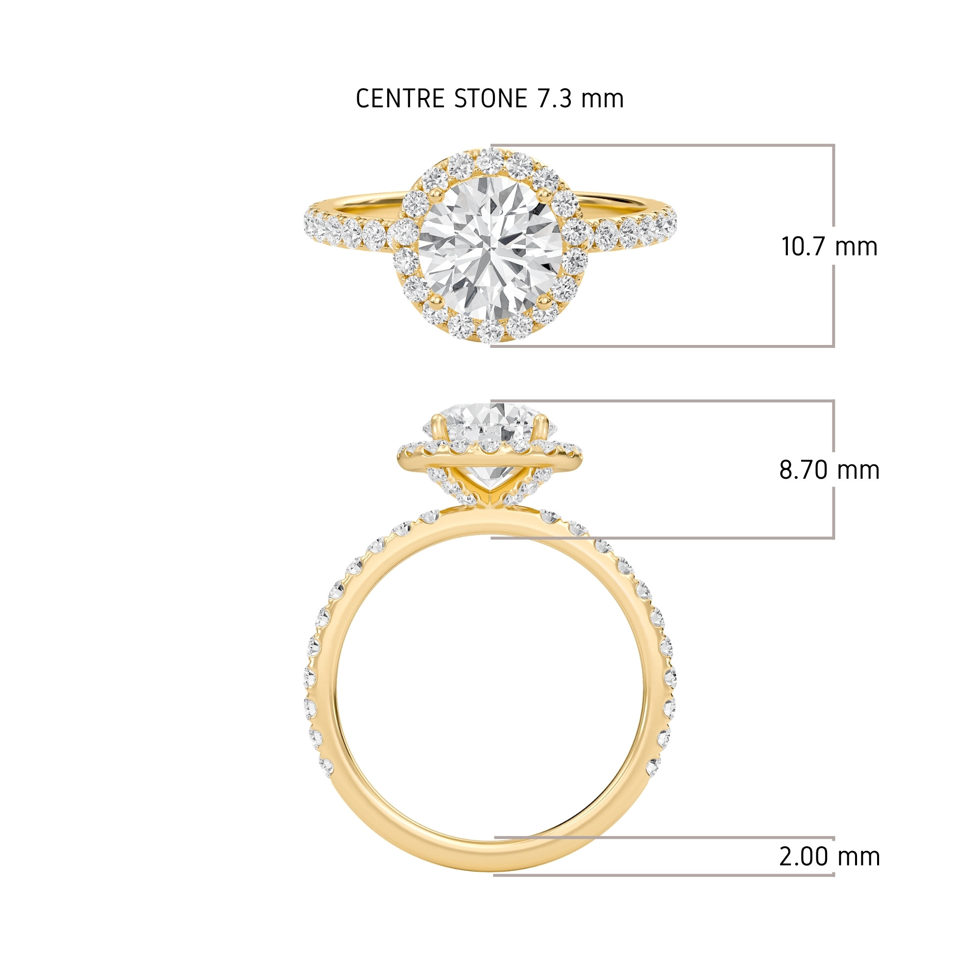 Round Halo Embellished Prongs Ring