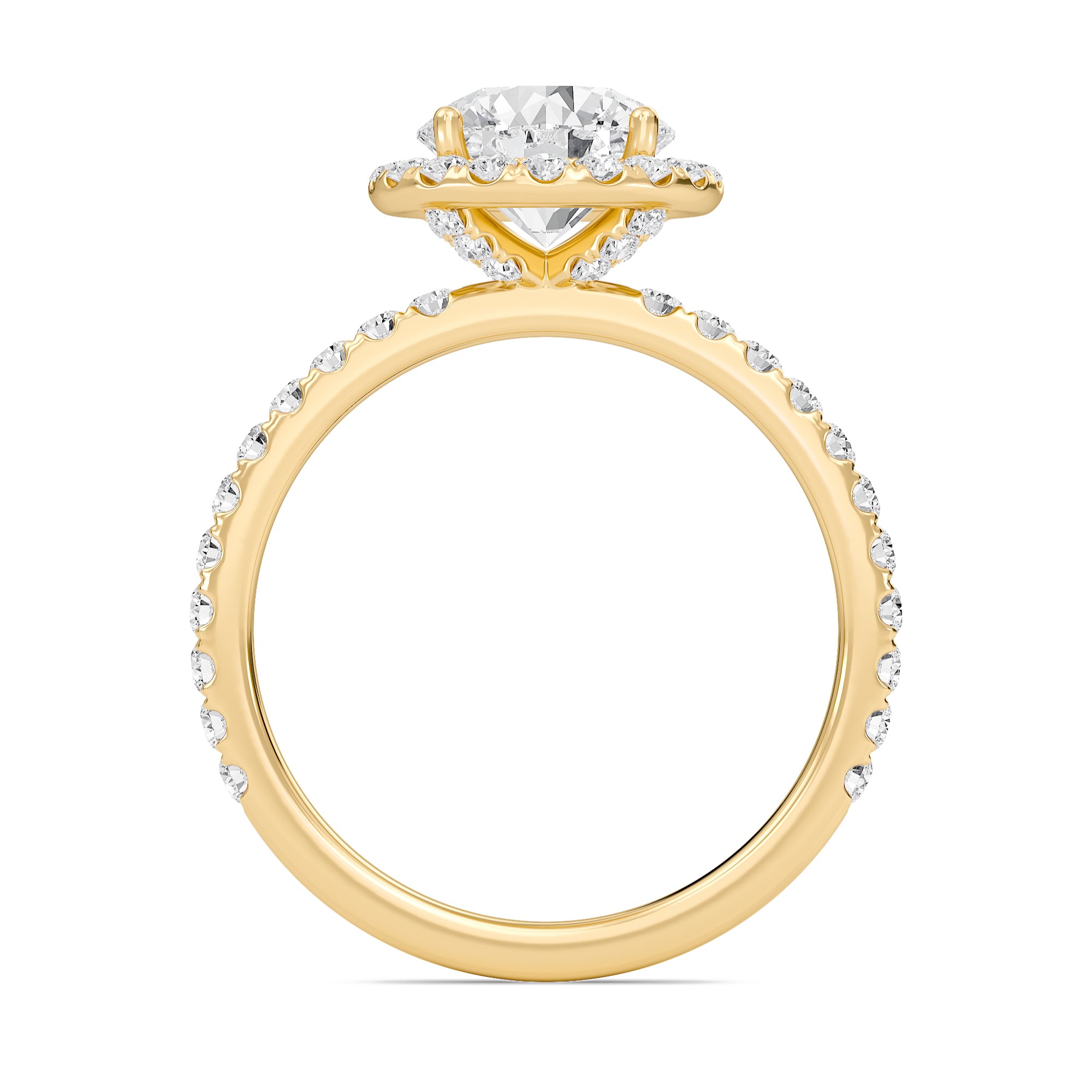 Round Halo Embellished Prongs Ring