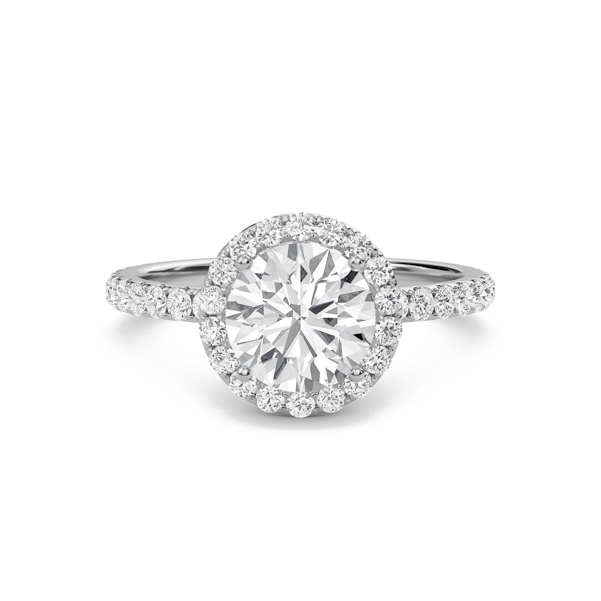 Round Halo Embellished Prongs Ring