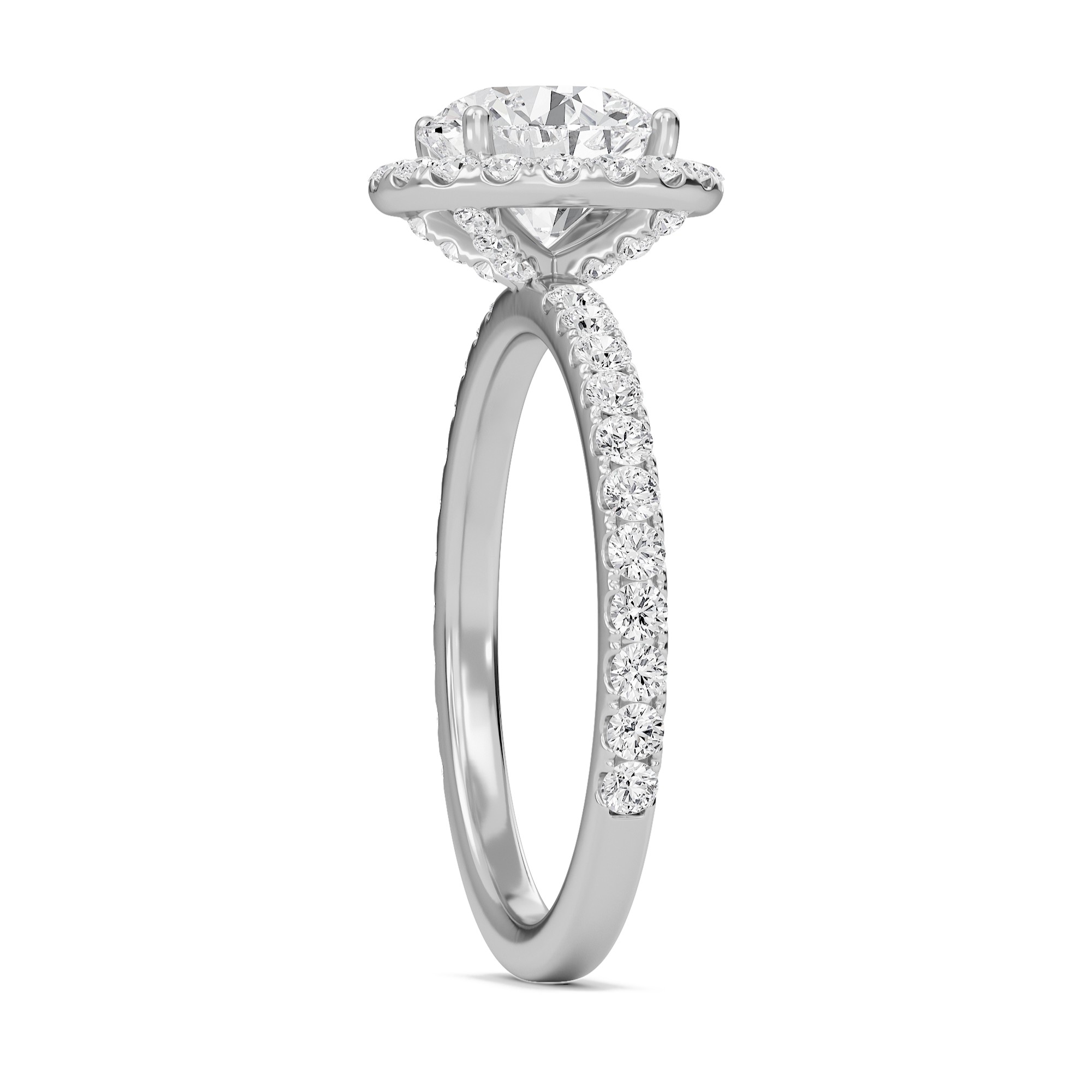 Round Halo Embellished Prongs Ring