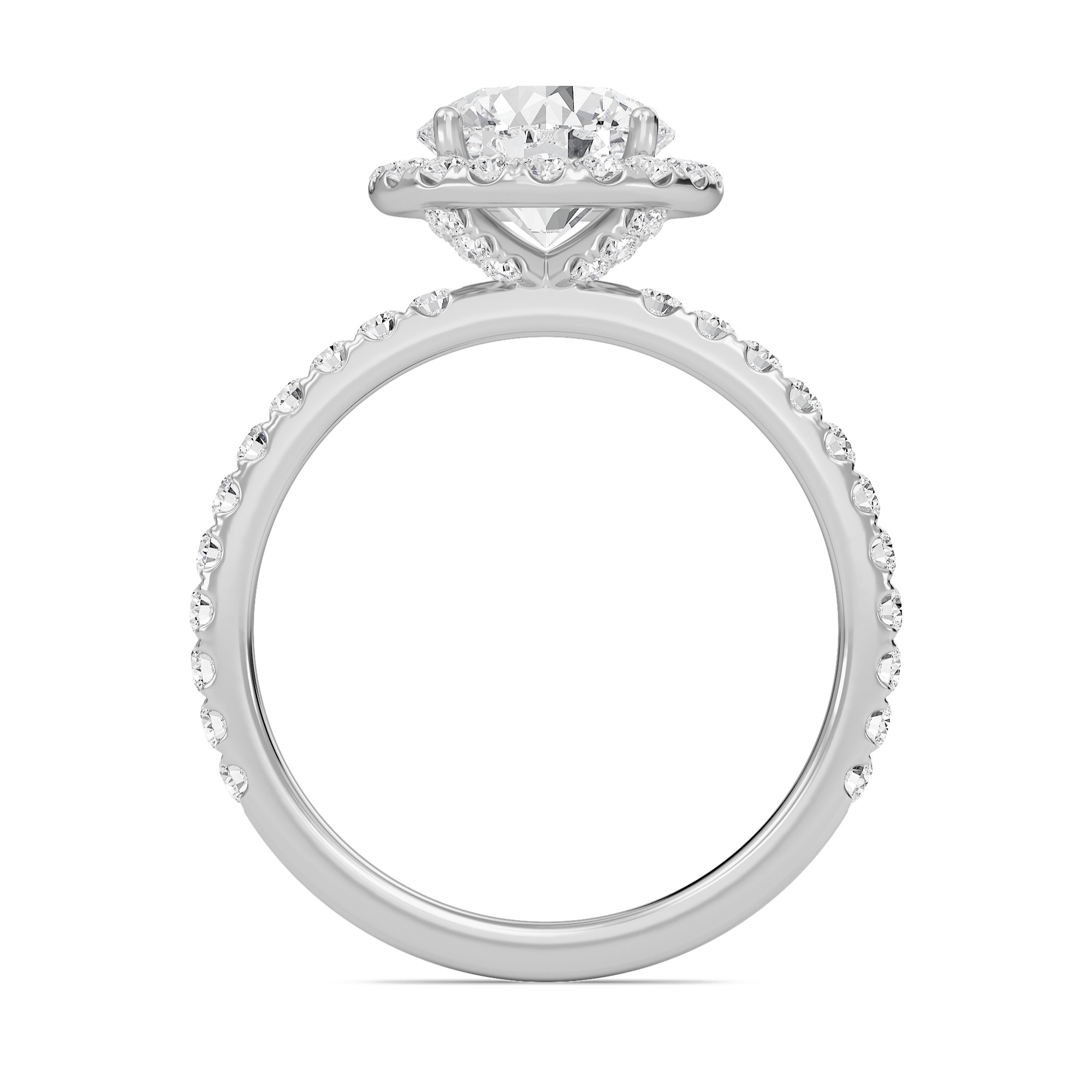 Round Halo Embellished Prongs Ring