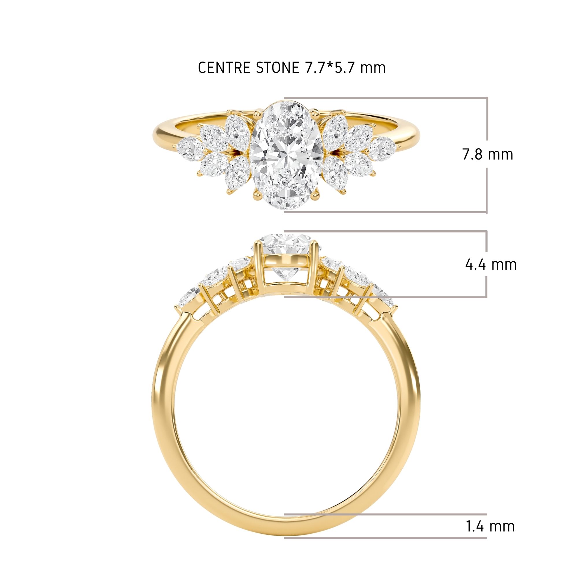 Luxe Marquese Side Stone Ring