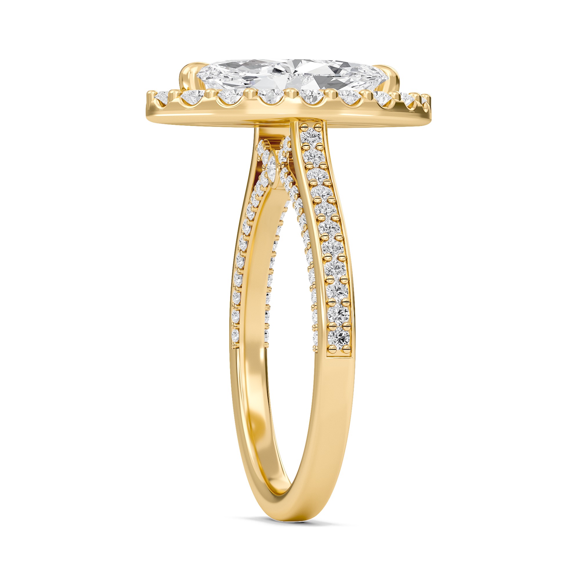 Marquise Halo Front accented Engagement Ring
