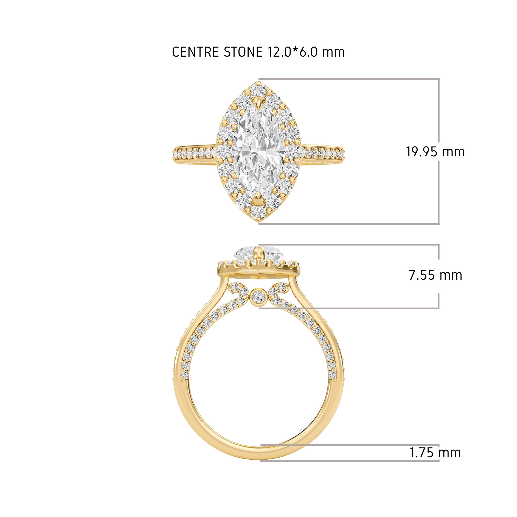 Marquise Halo Front accented Engagement Ring