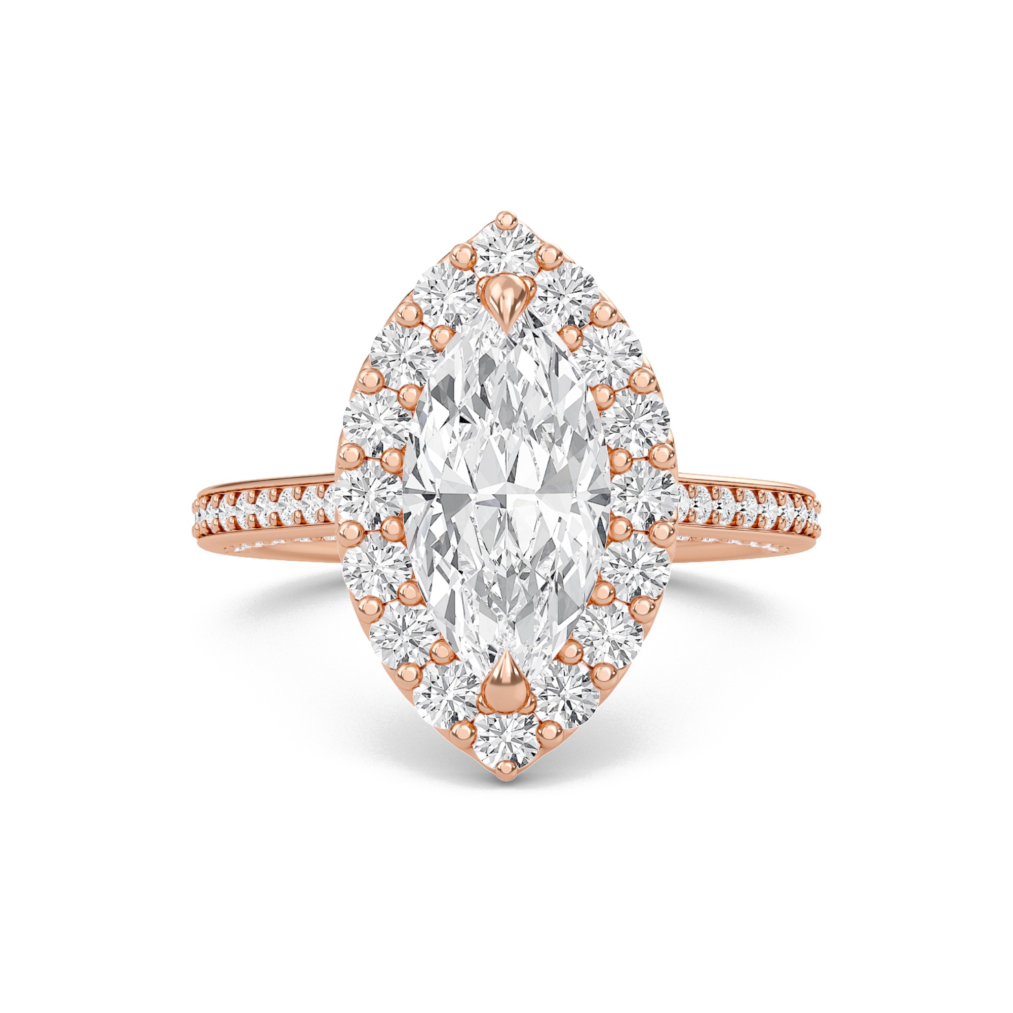 Marquise Halo Front accented Engagement Ring