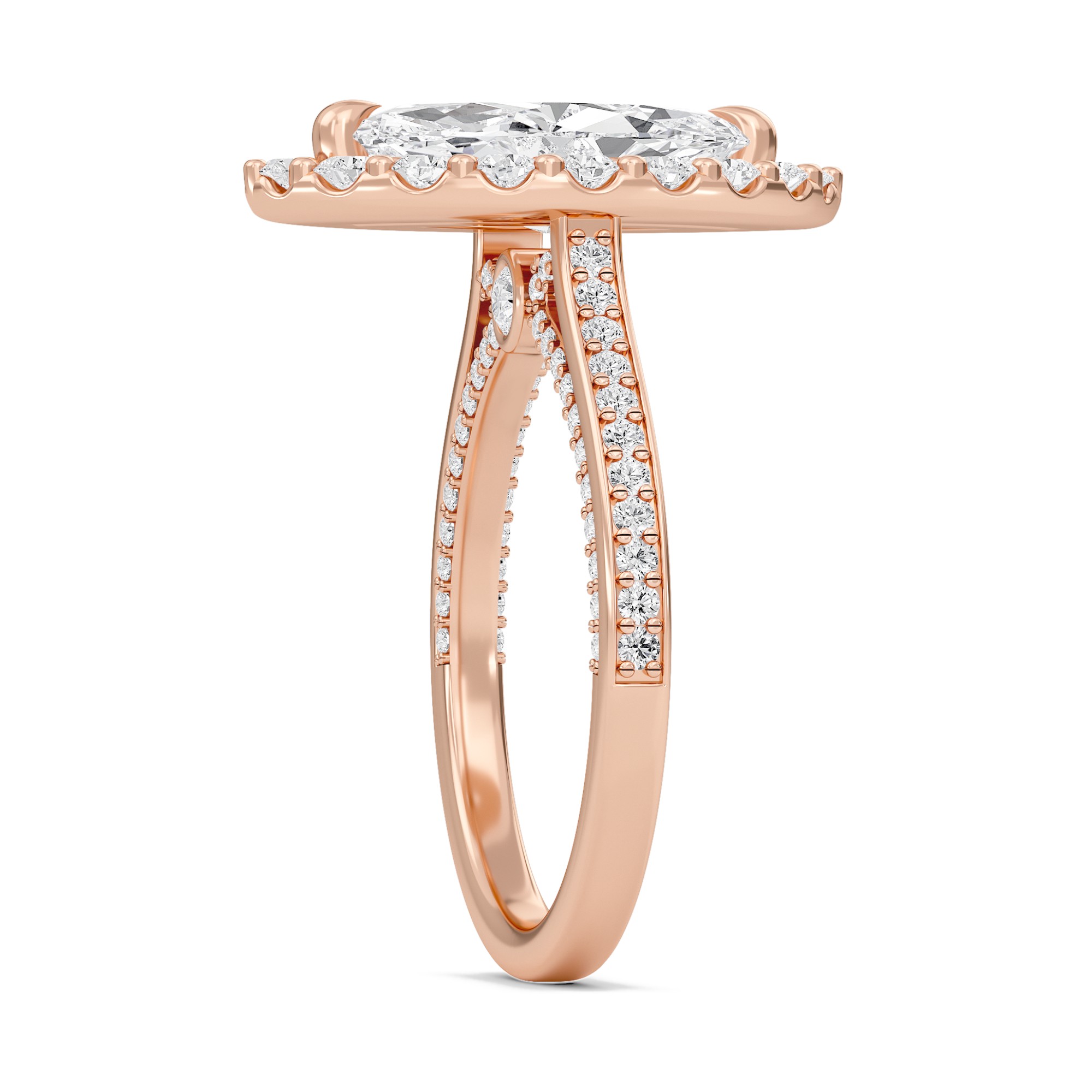 Marquise Halo Front accented Engagement Ring