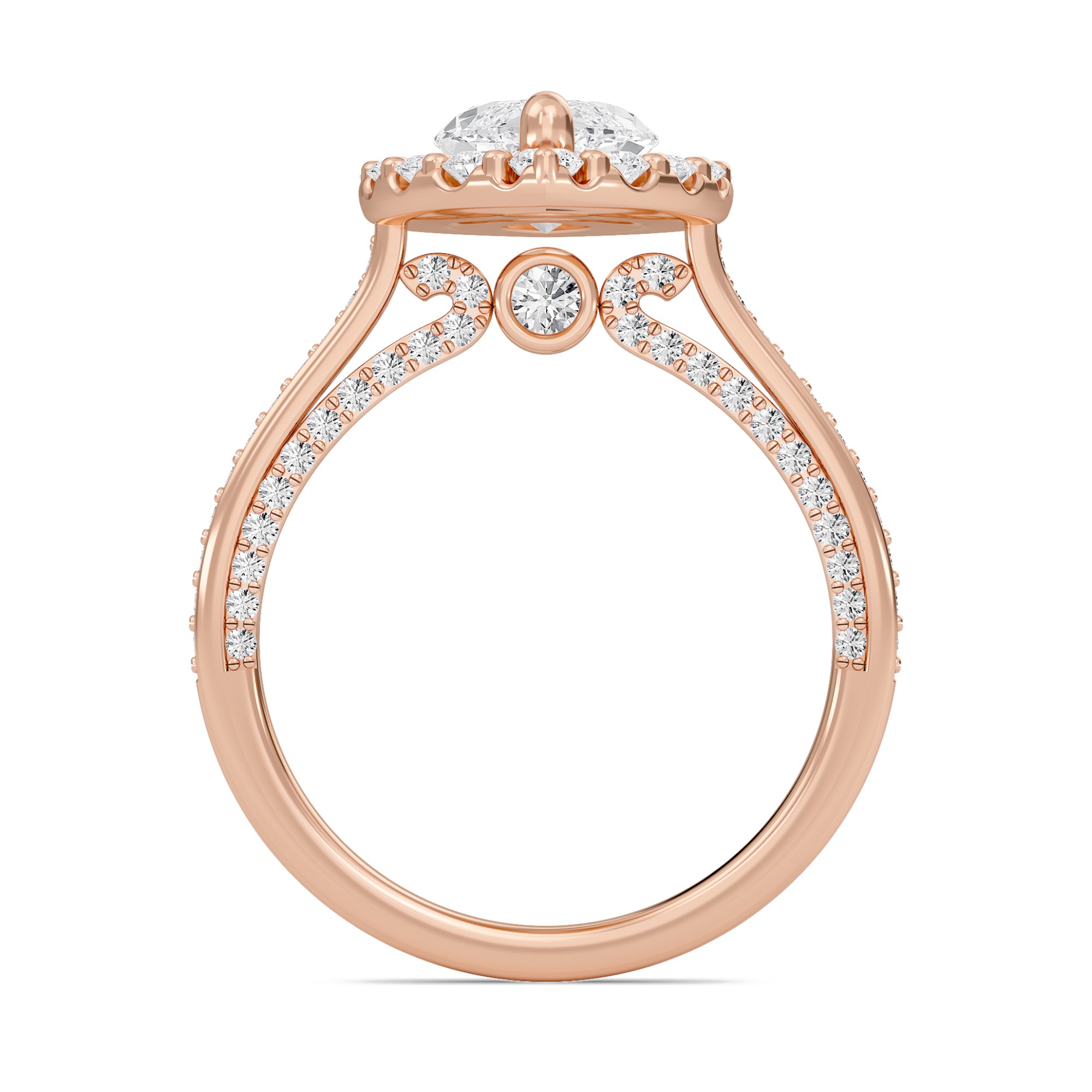 Marquise Halo Front accented Engagement Ring
