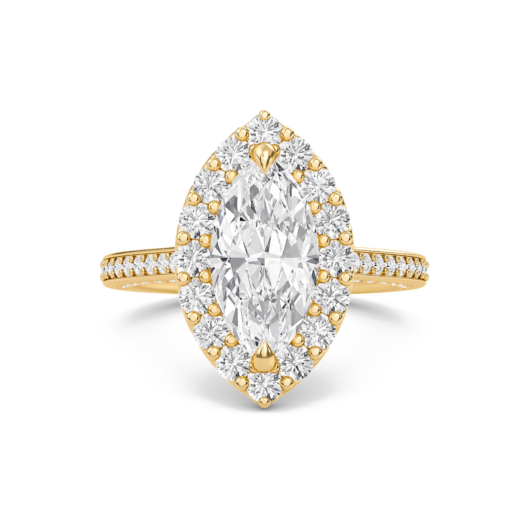 Marquise Halo Front accented Engagement Ring