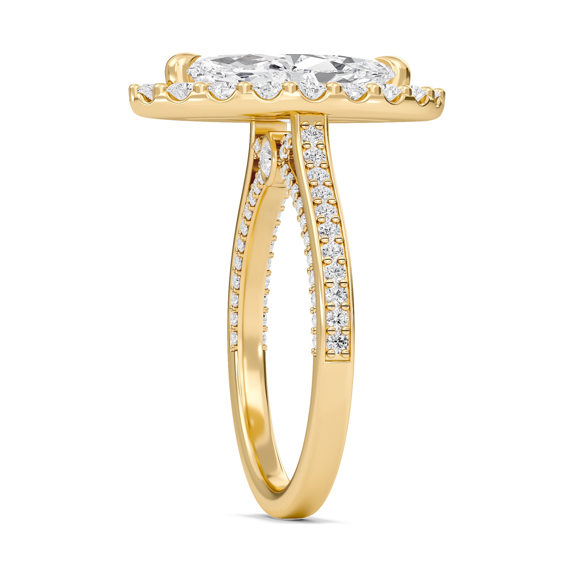 Marquise Halo Front accented Engagement Ring