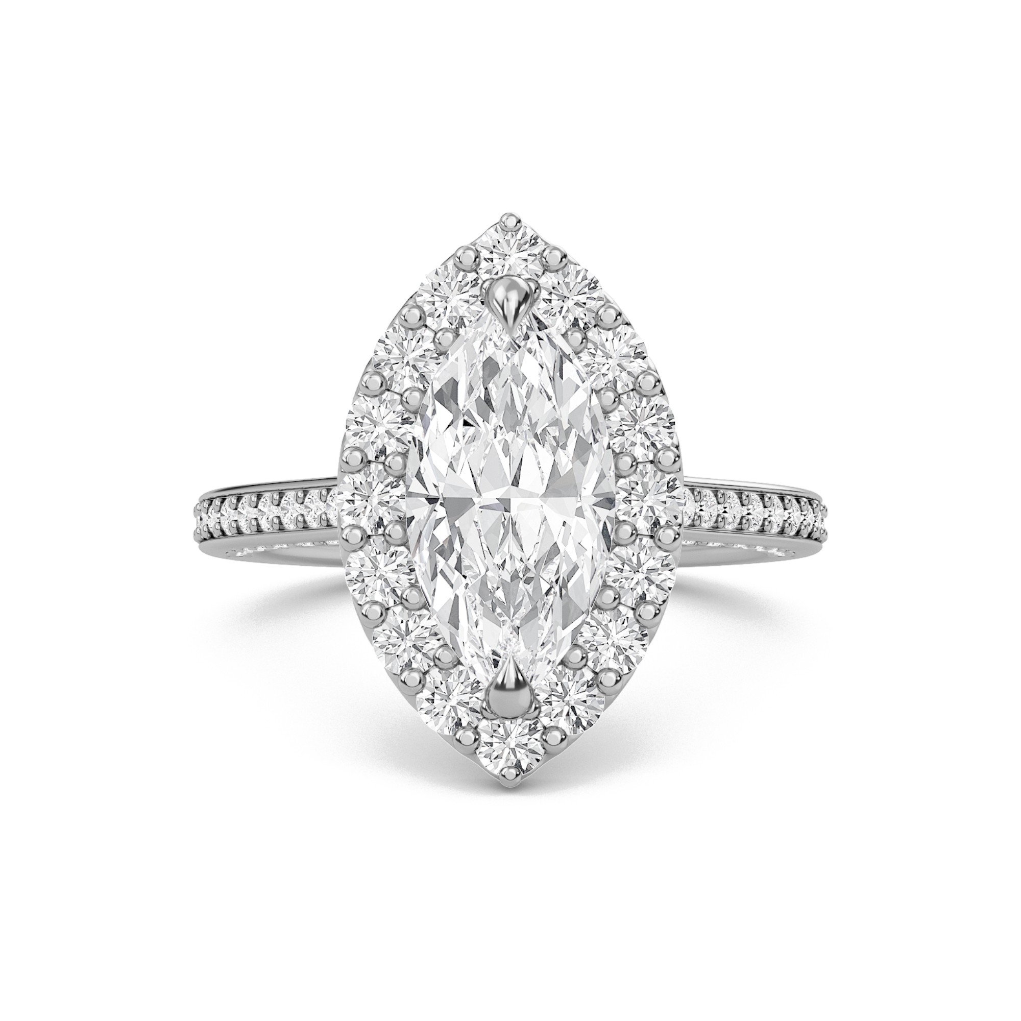 Marquise Halo Front accented Engagement Ring