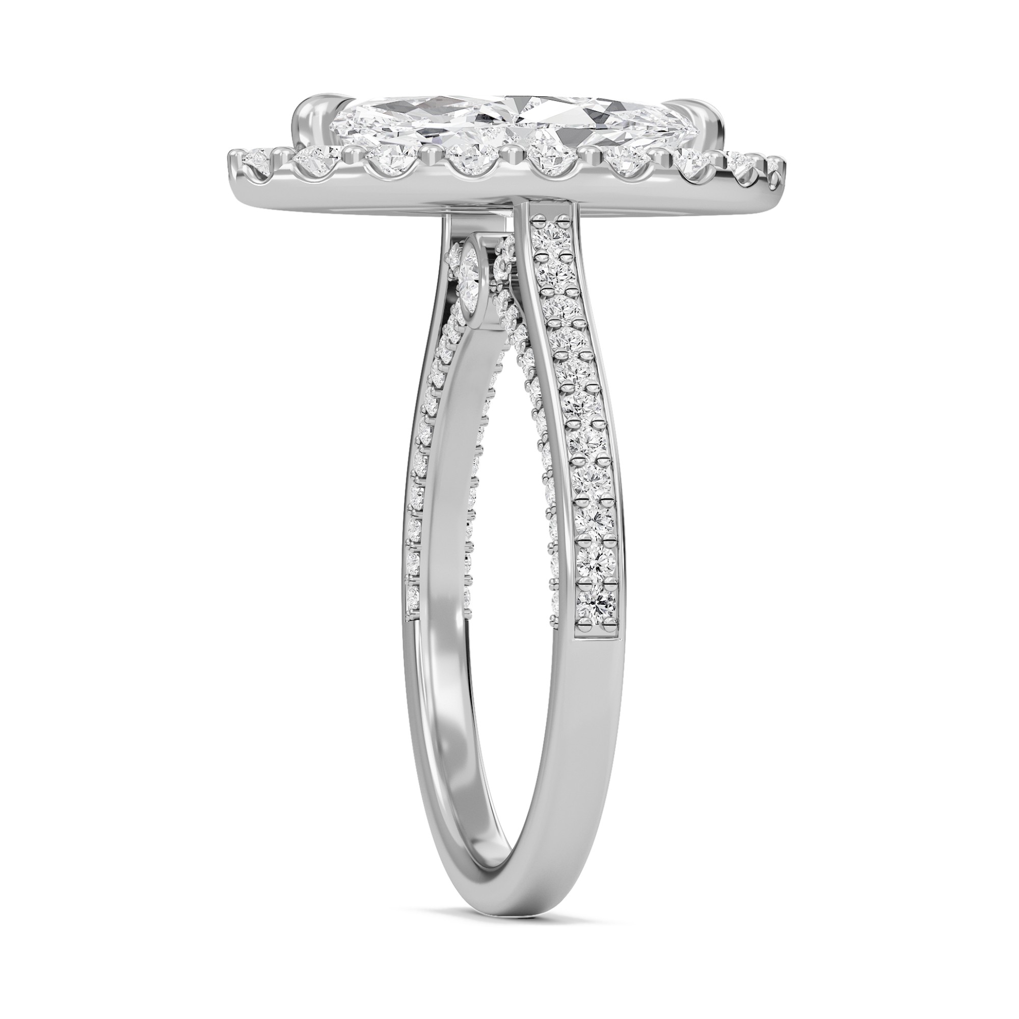 Marquise Halo Front accented Engagement Ring