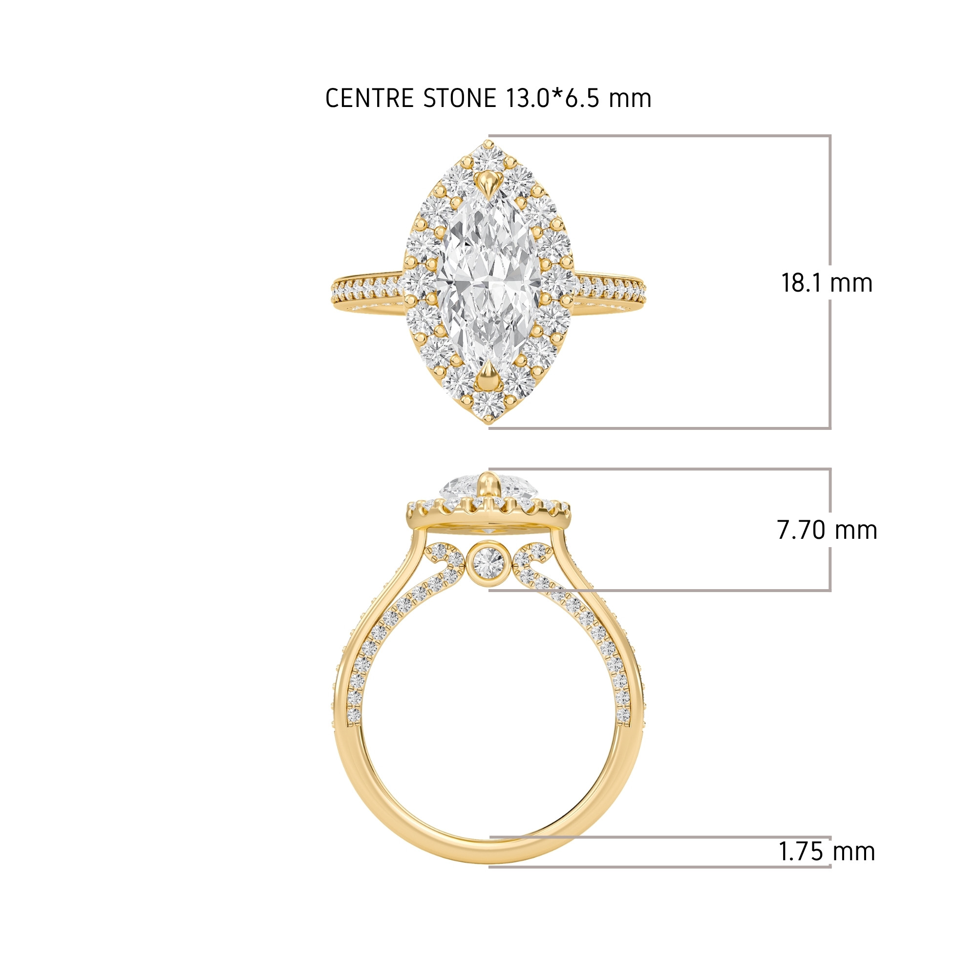 Marquise Halo Front accented Engagement Ring