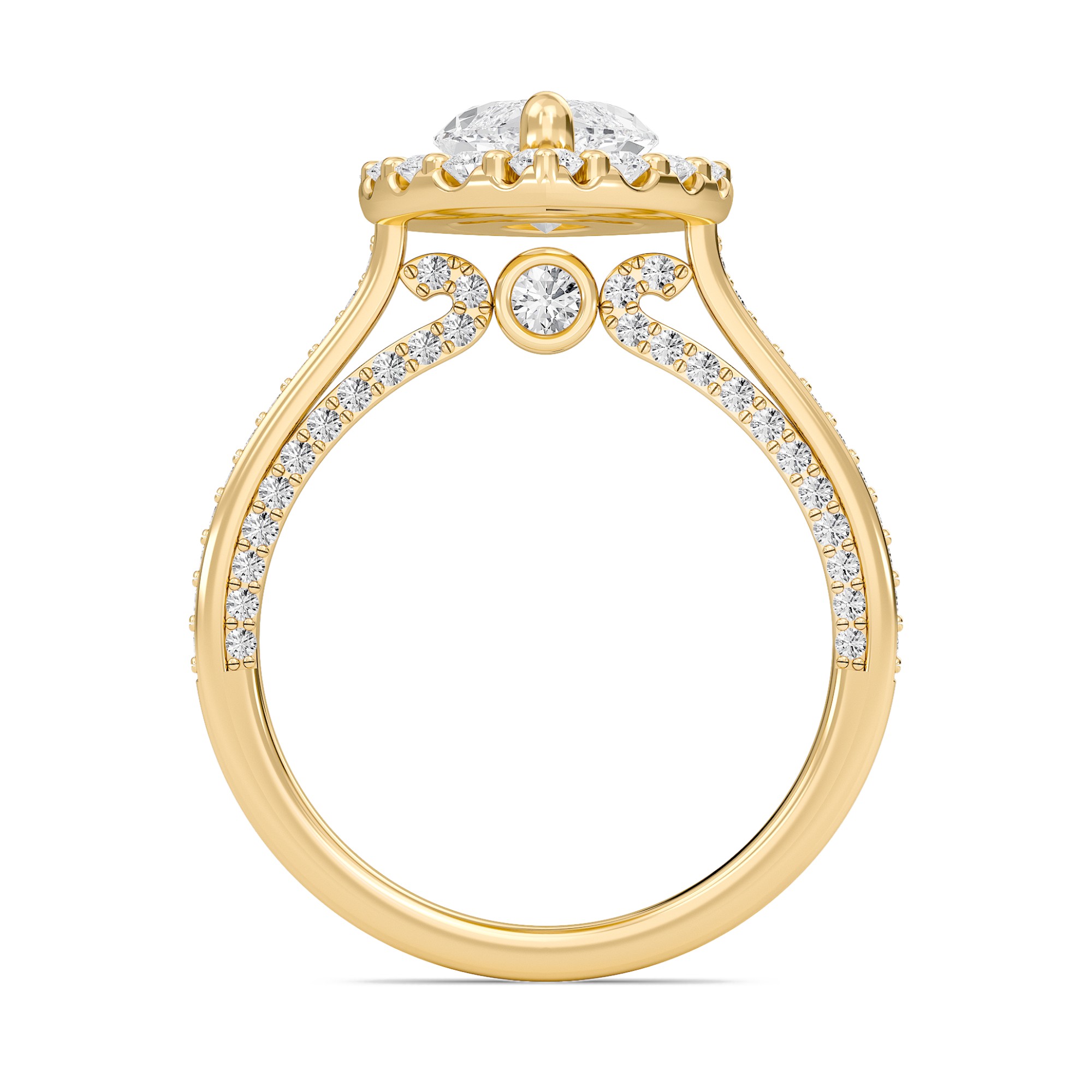 Marquise Halo Front accented Engagement Ring