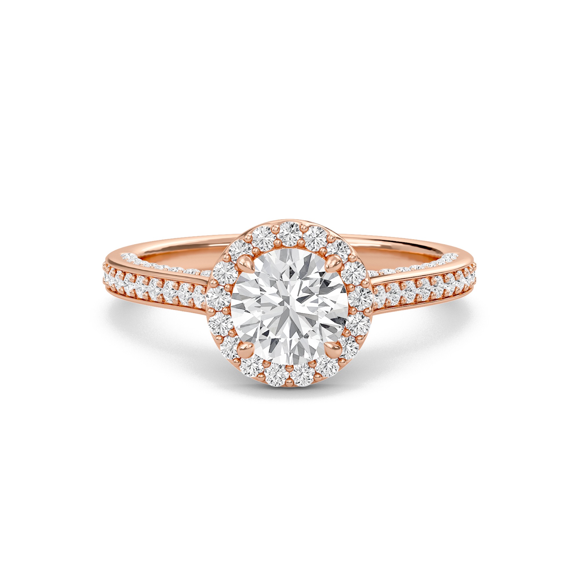 Round Halo Front accented Engagement Ring