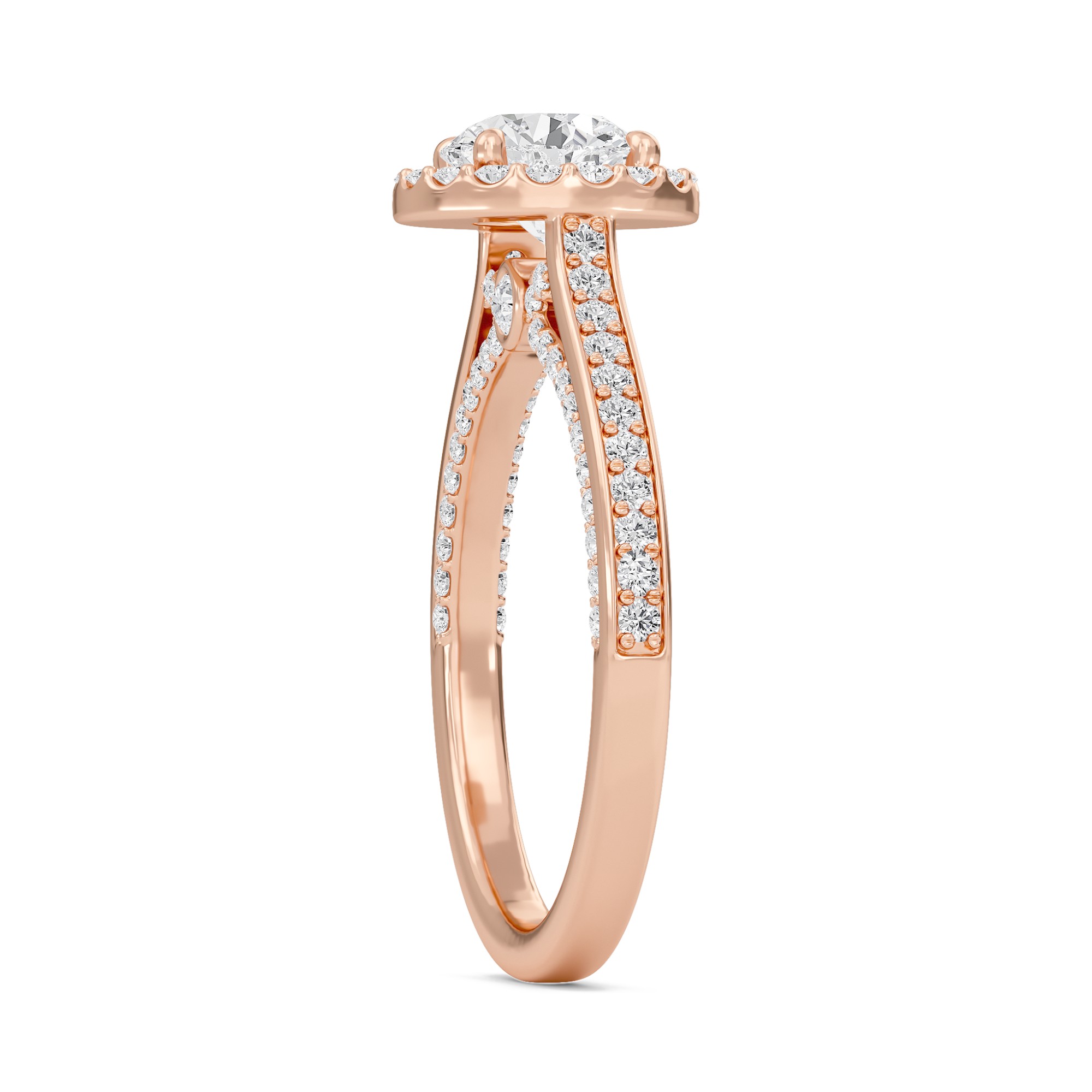 Round Halo Front accented Engagement Ring