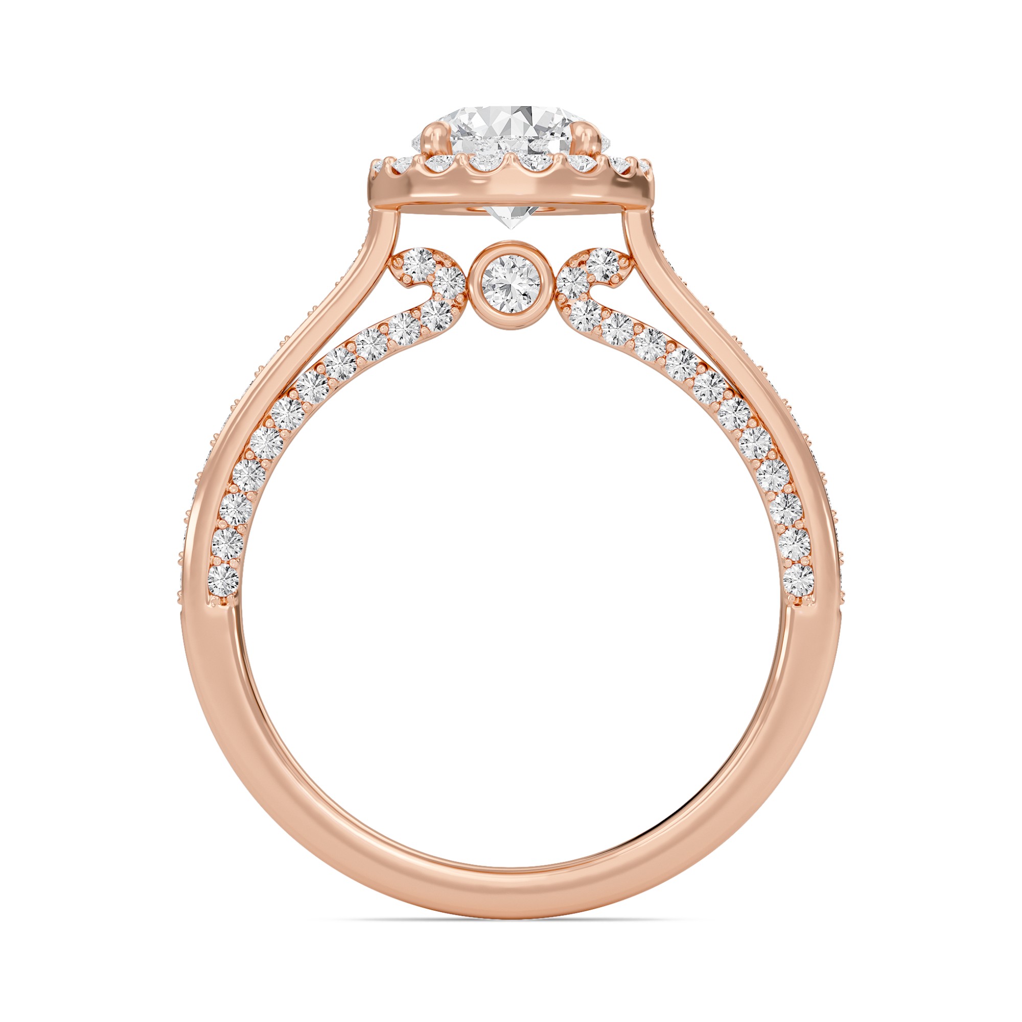 Round Halo Front accented Engagement Ring