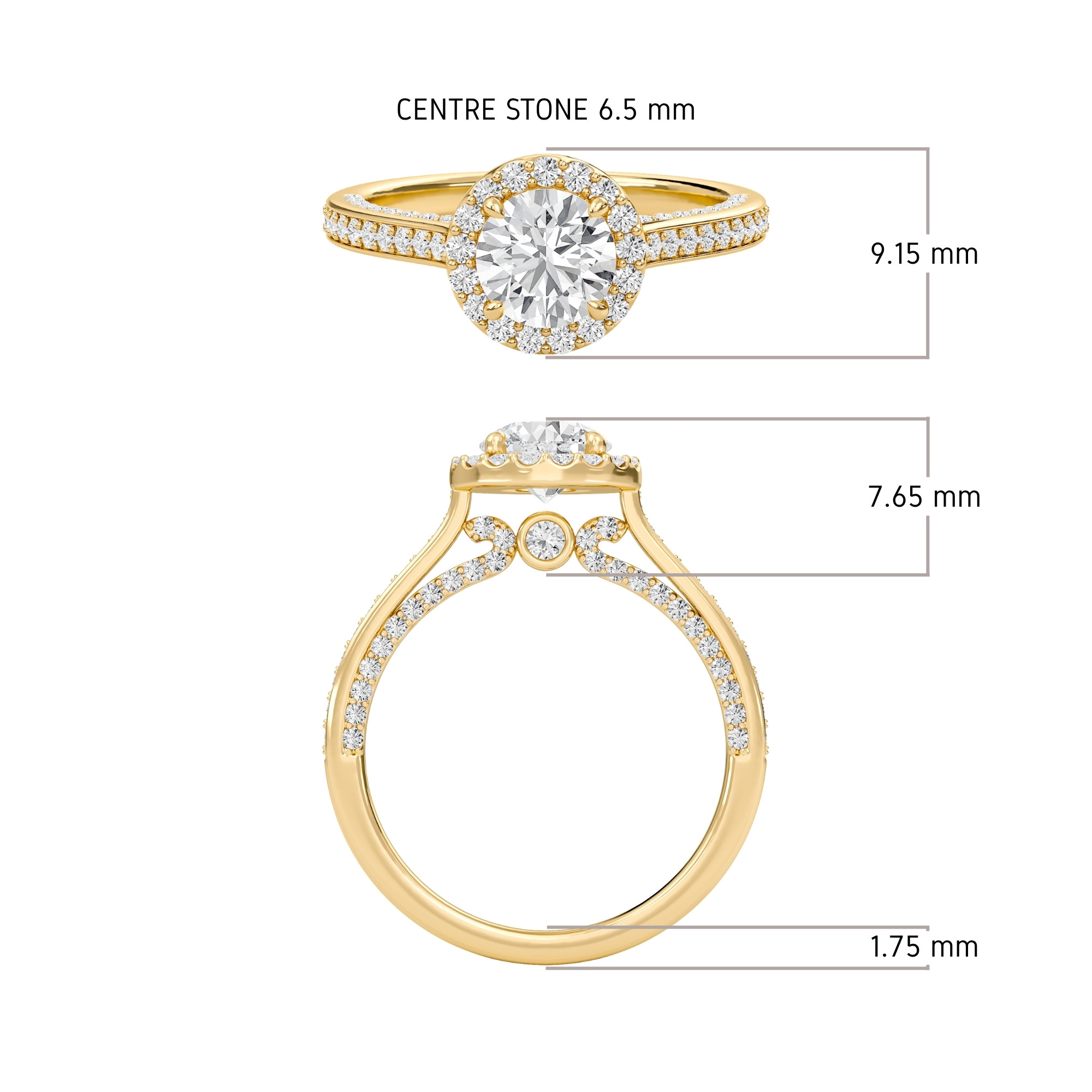 Round Halo Front accented Engagement Ring