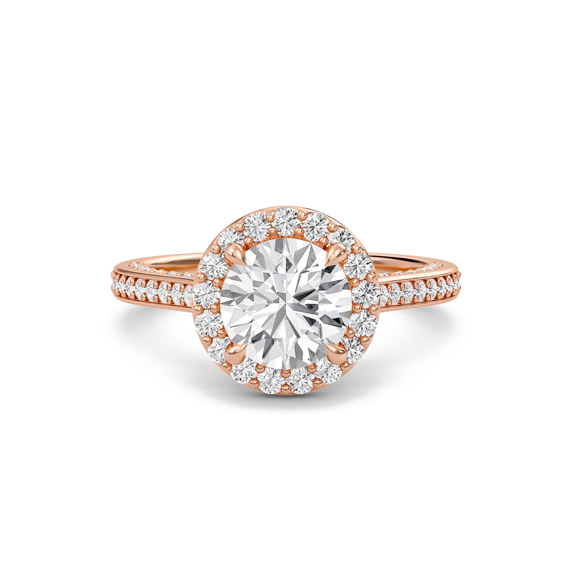 Round Halo Front accented Engagement Ring