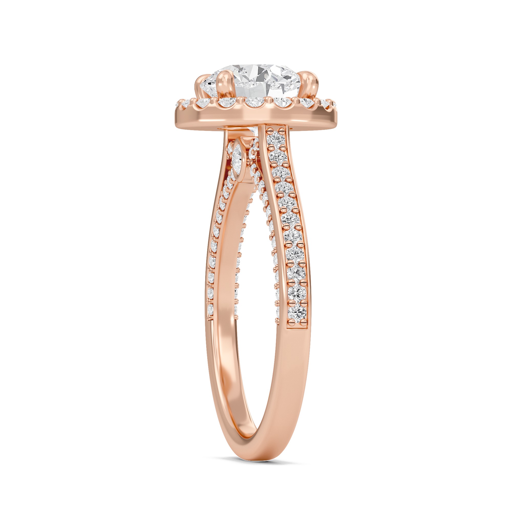 Round Halo Front accented Engagement Ring