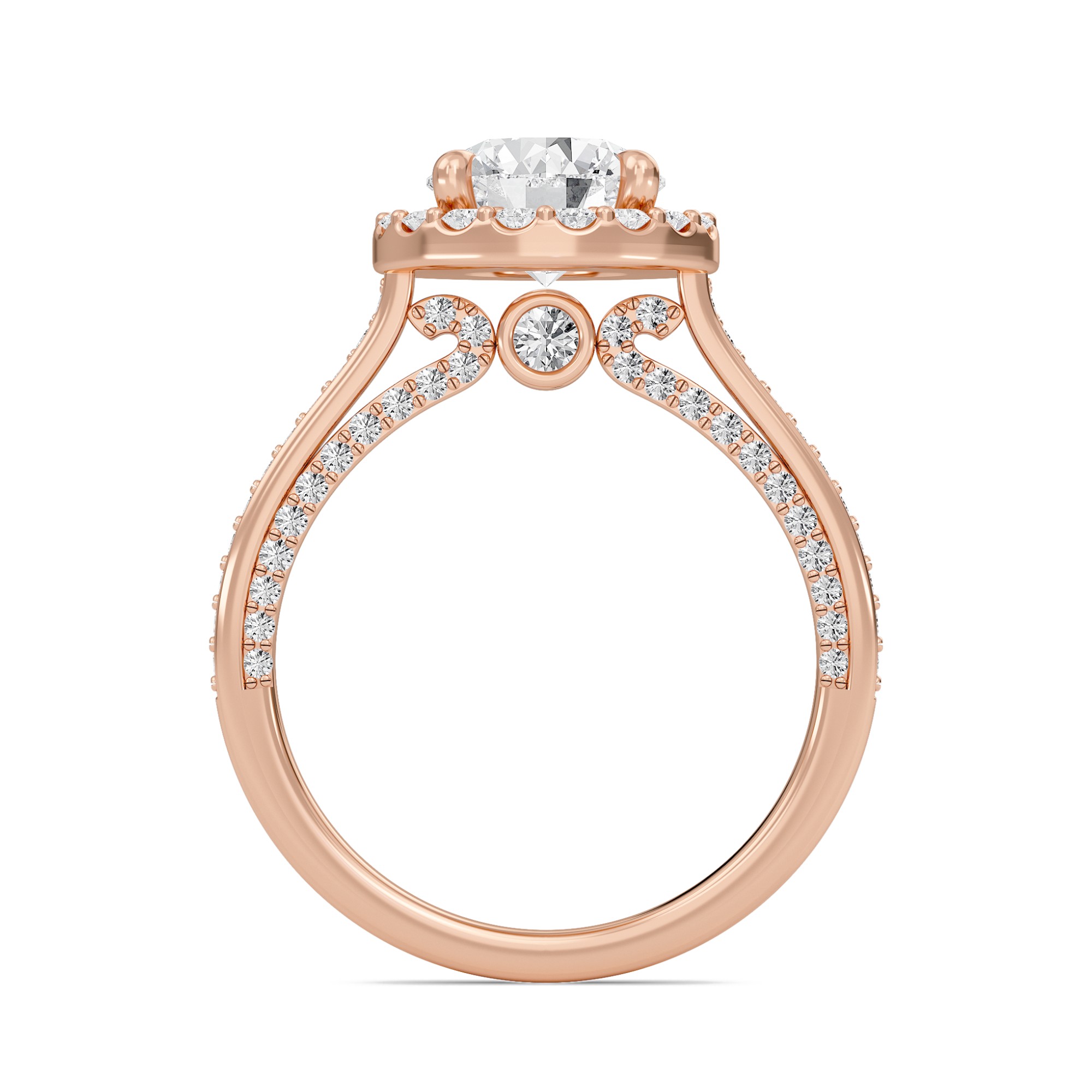 Round Halo Front accented Engagement Ring