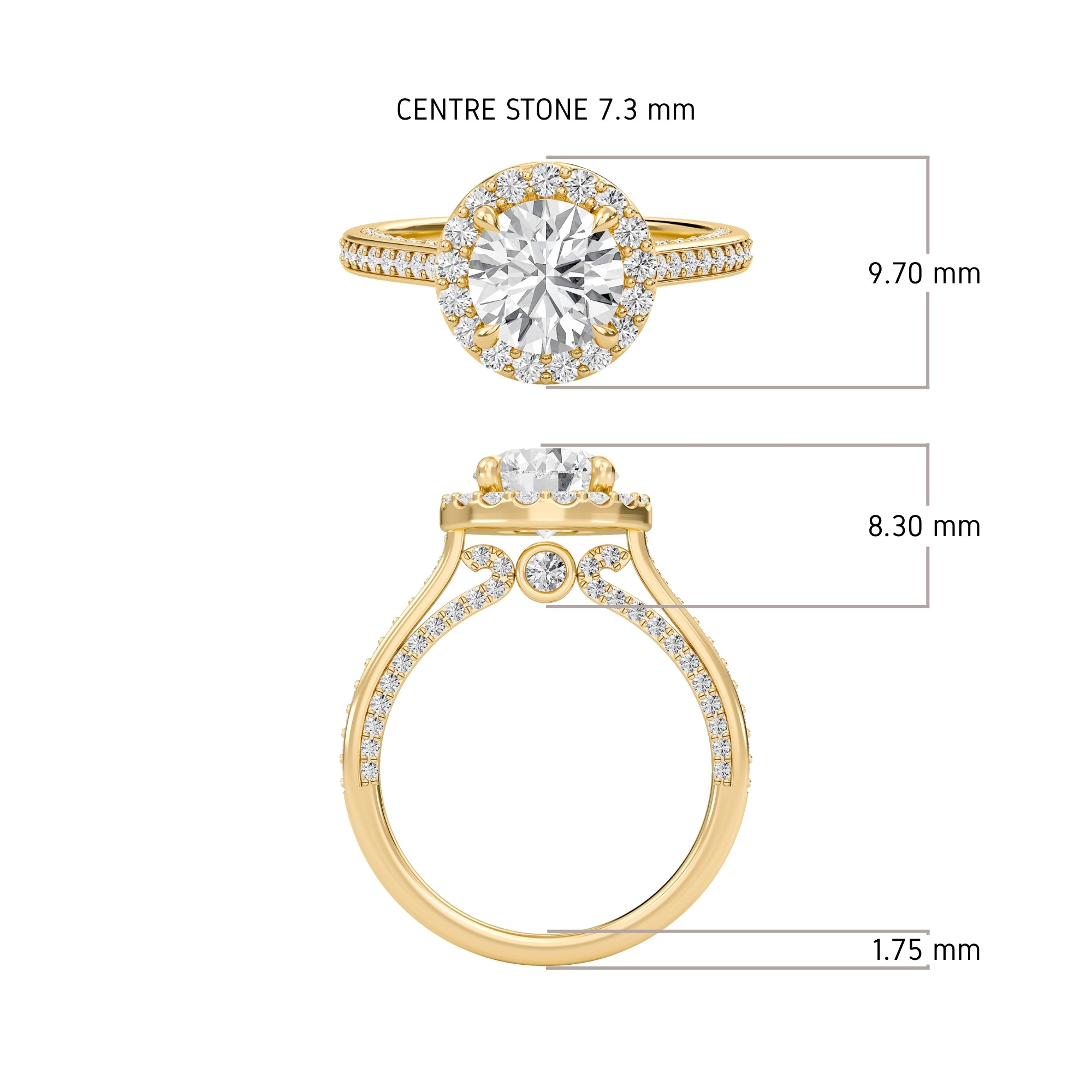Round Halo Front accented Engagement Ring