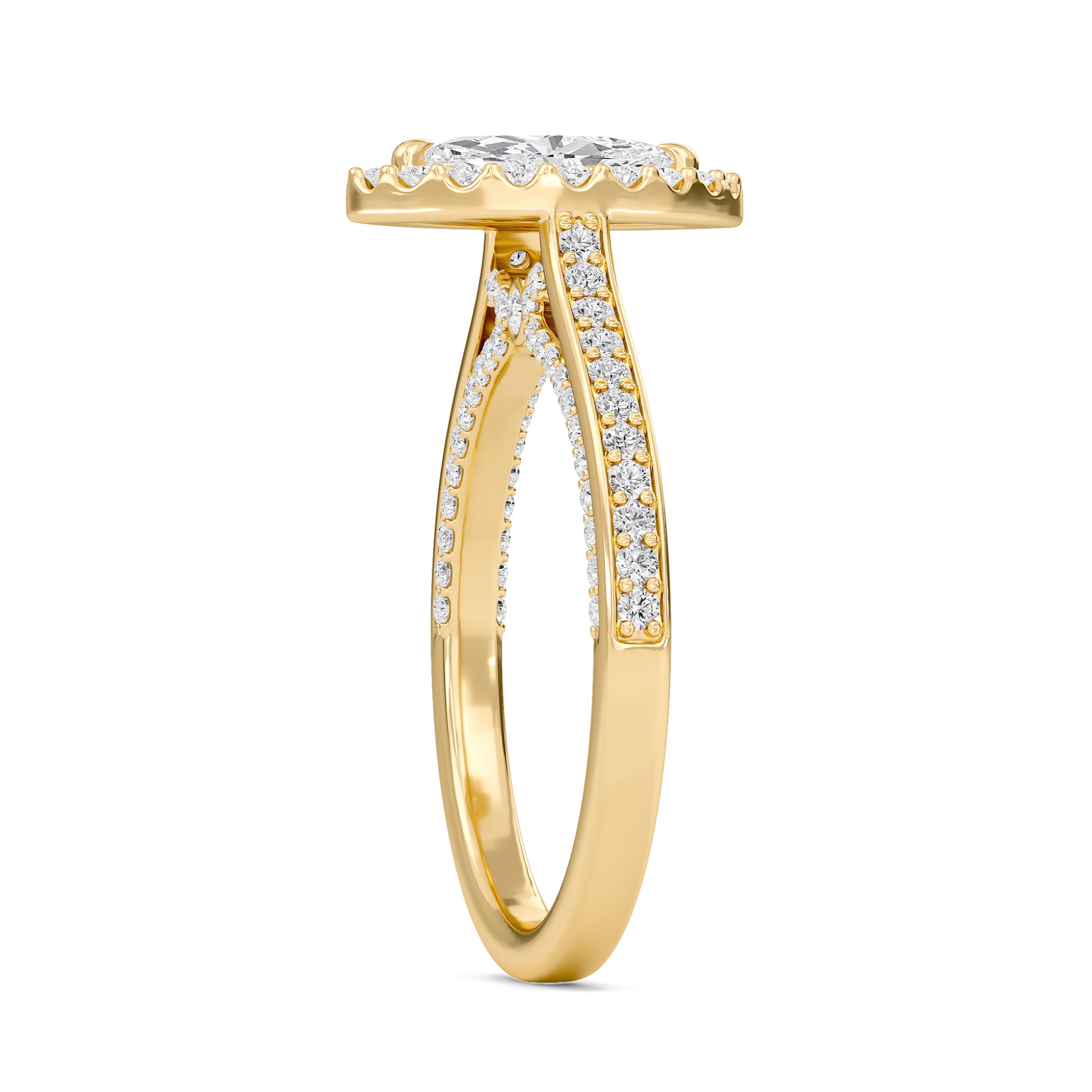 Marquise Halo Front accented Engagement Ring
