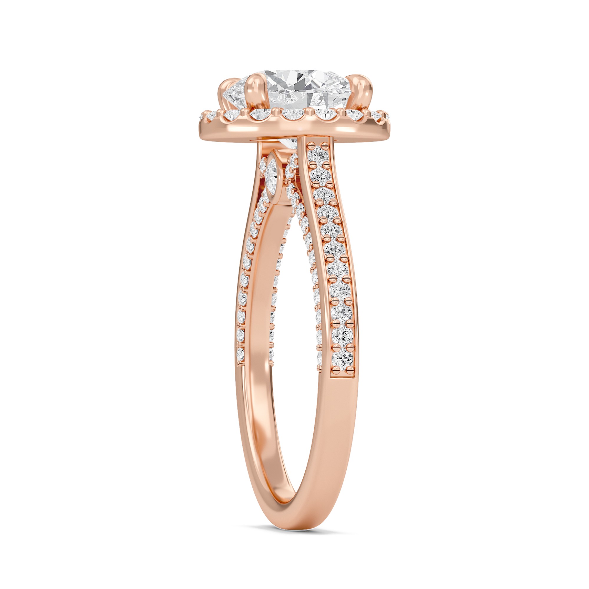 Round Halo Front accented Engagement Ring