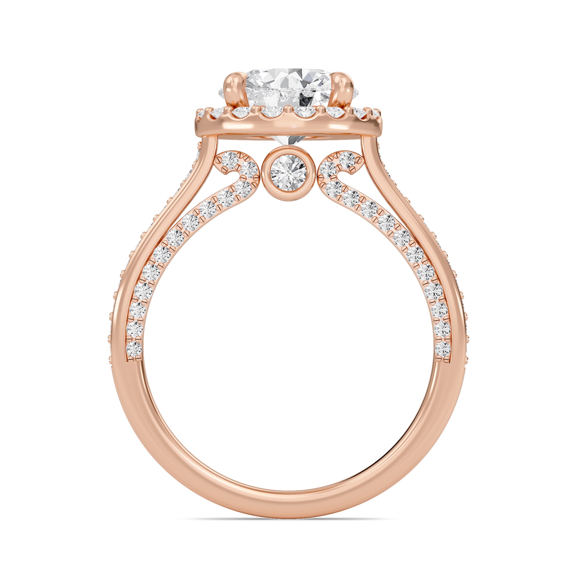 Round Halo Front accented Engagement Ring