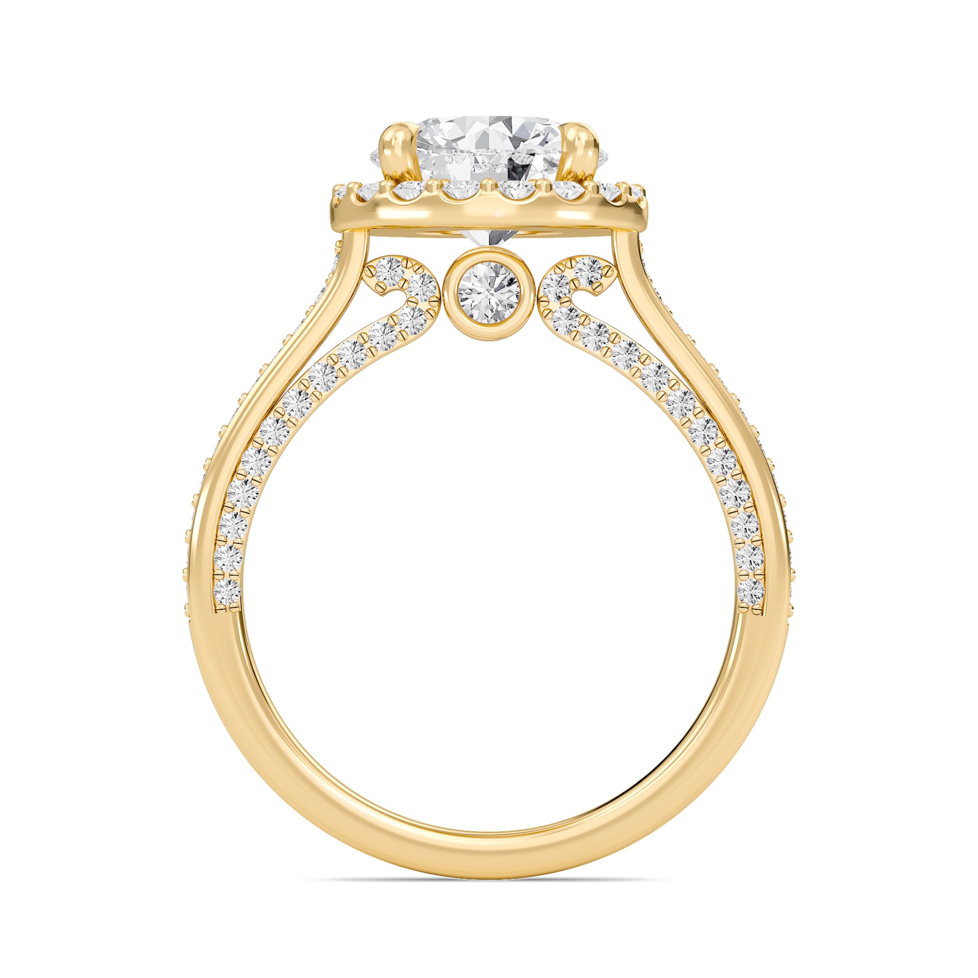 Round Halo Front accented Engagement Ring