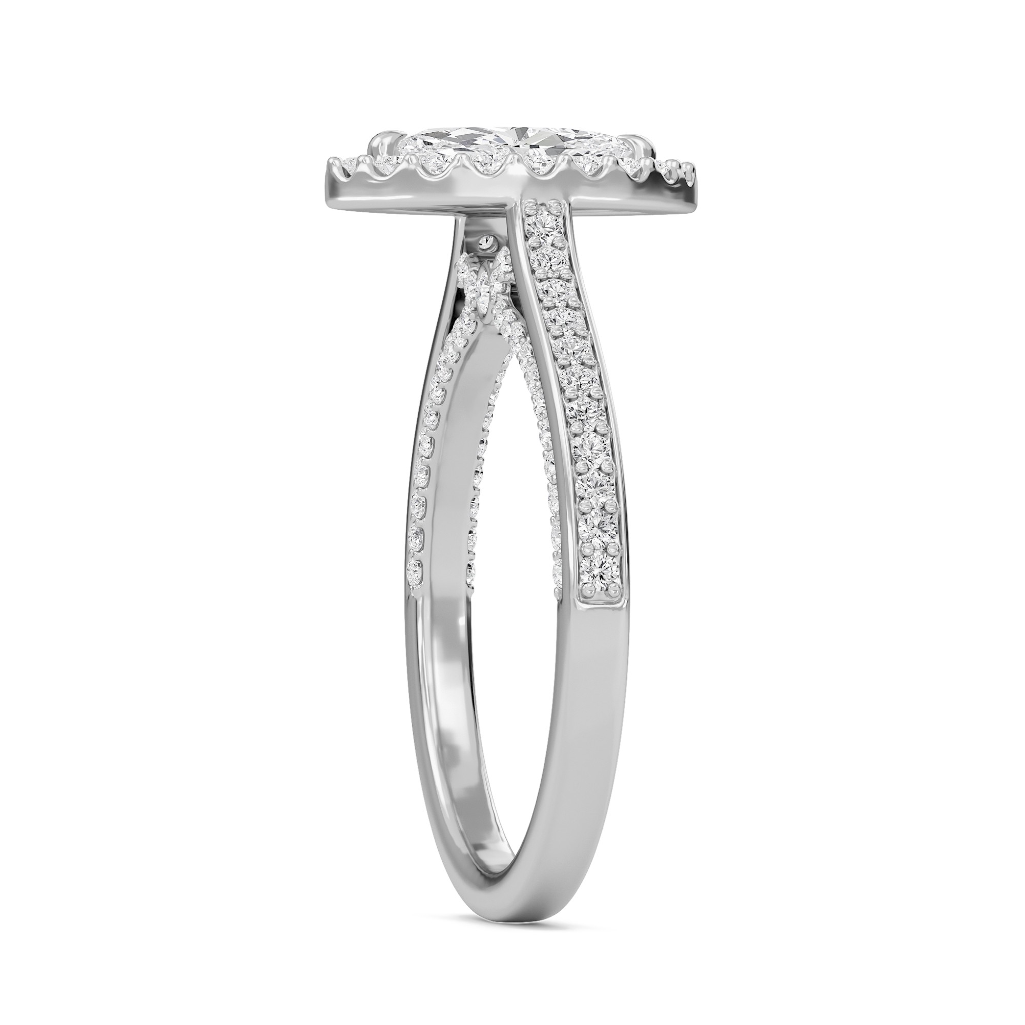 Marquise Halo Front accented Engagement Ring