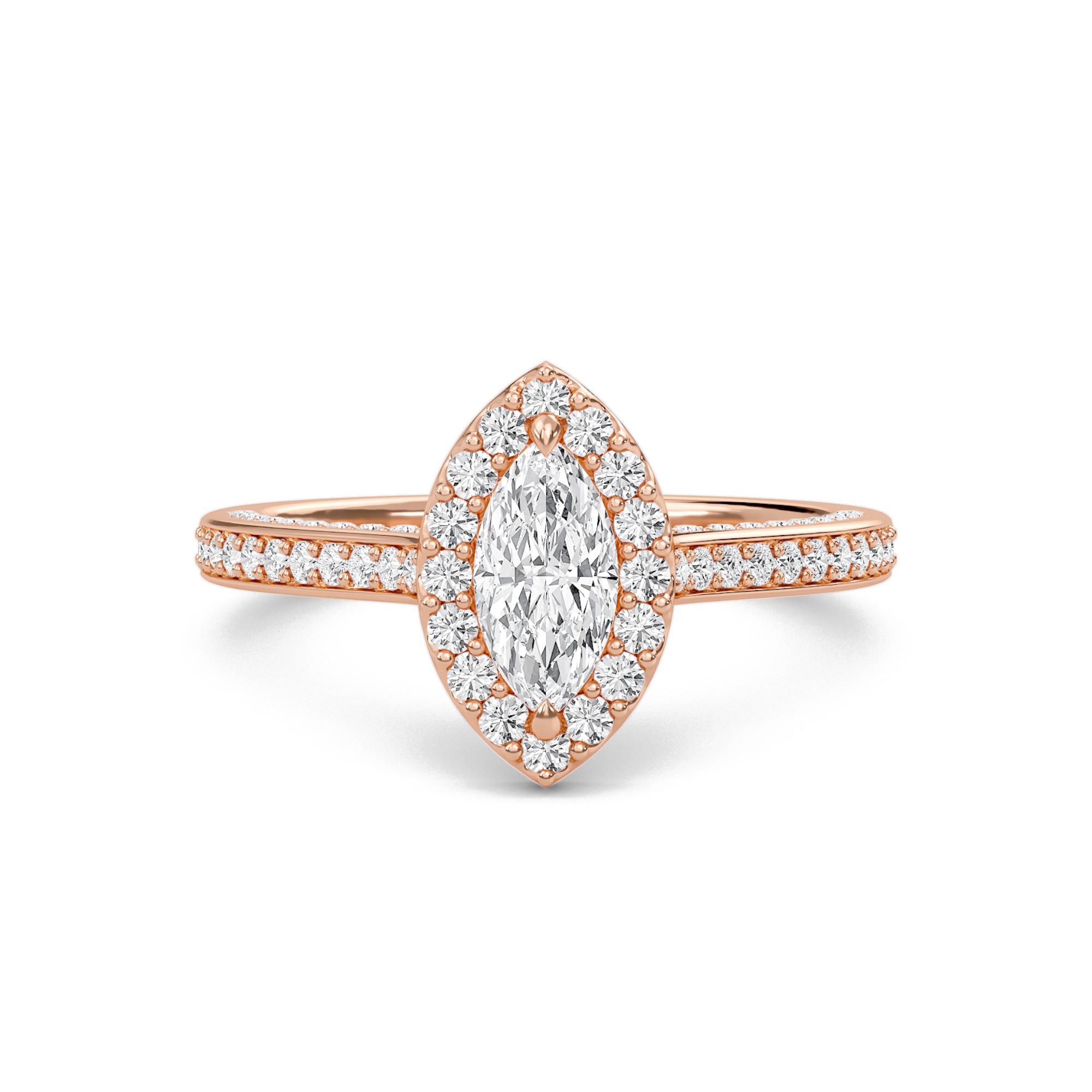 Marquise Halo Front accented Engagement Ring