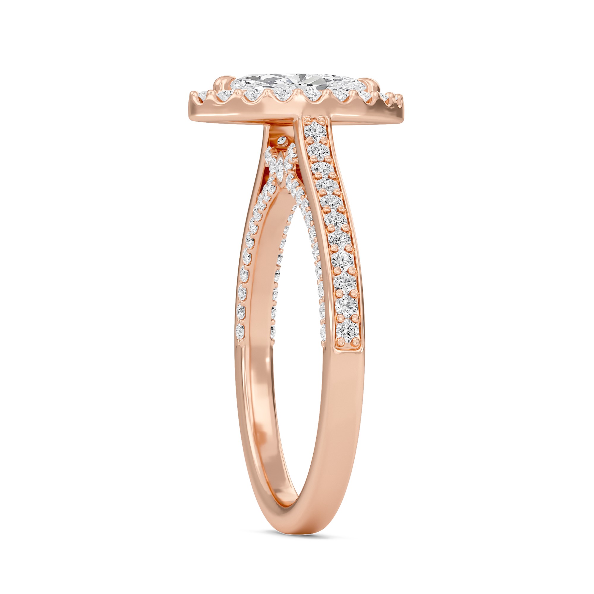 Marquise Halo Front accented Engagement Ring