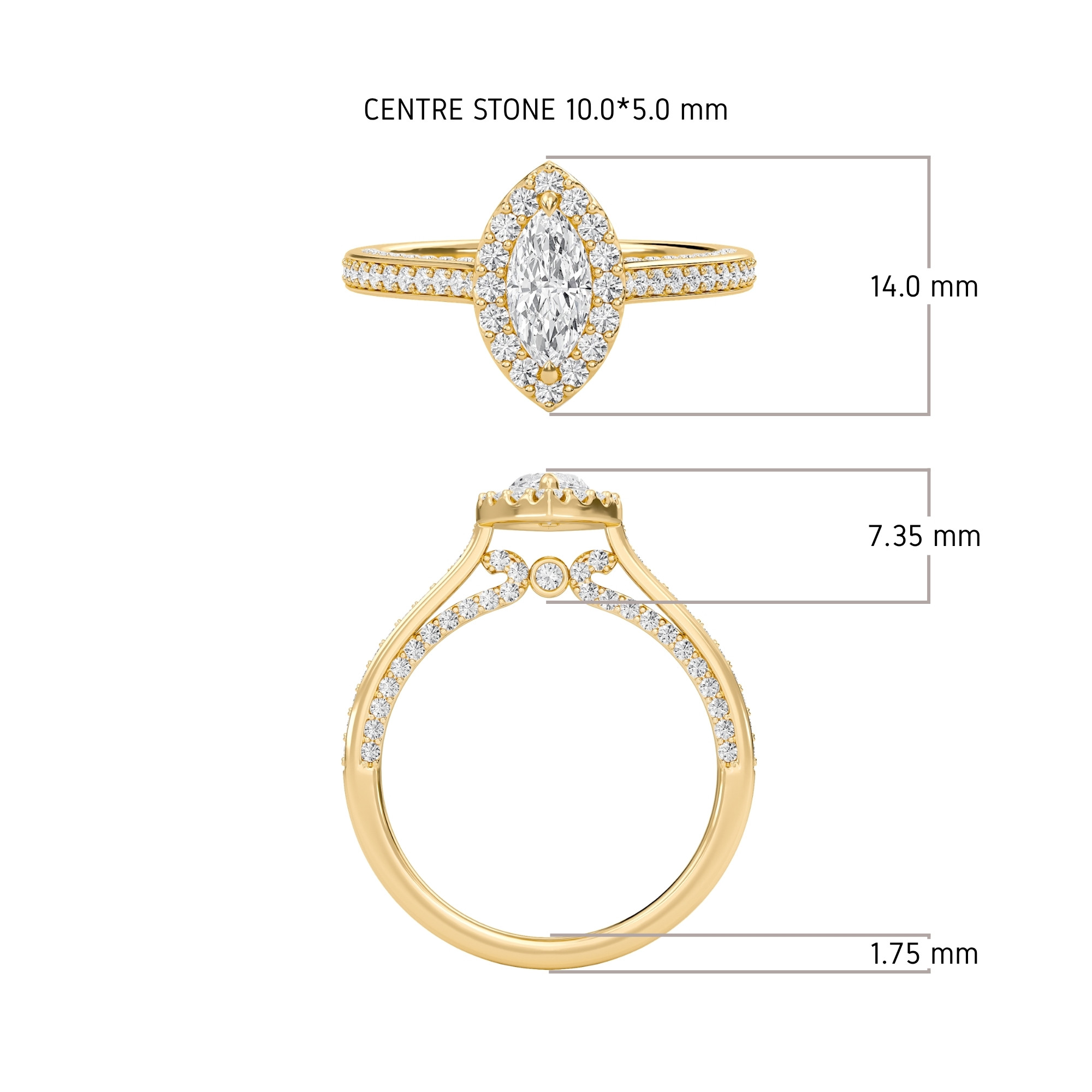 Marquise Halo Front accented Engagement Ring