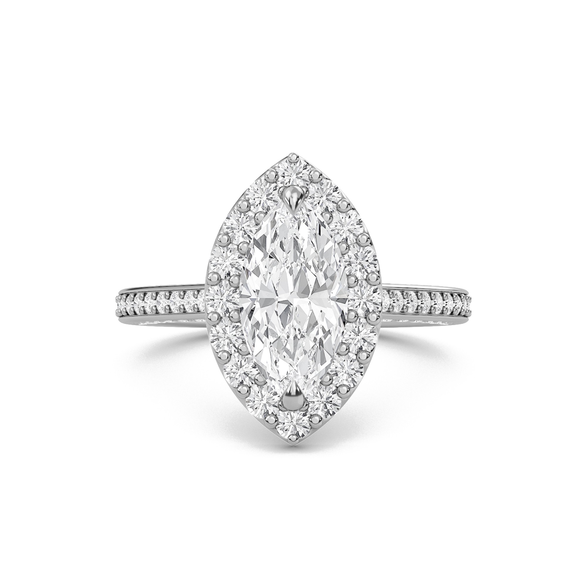 Marquise Halo Front accented Engagement Ring
