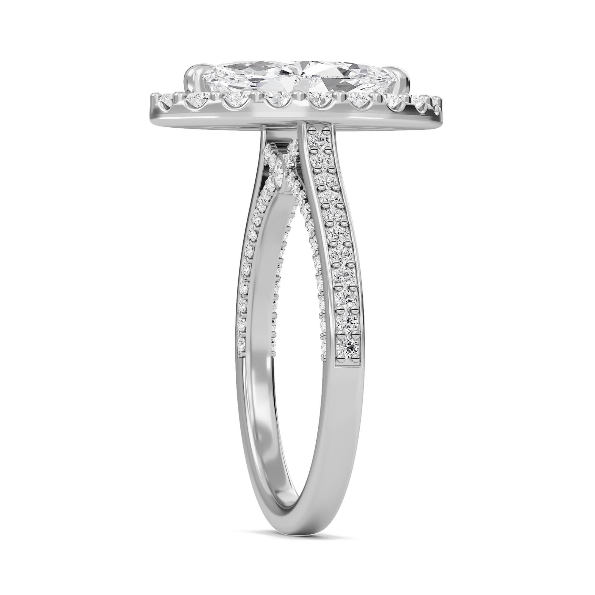Marquise Halo Front accented Engagement Ring