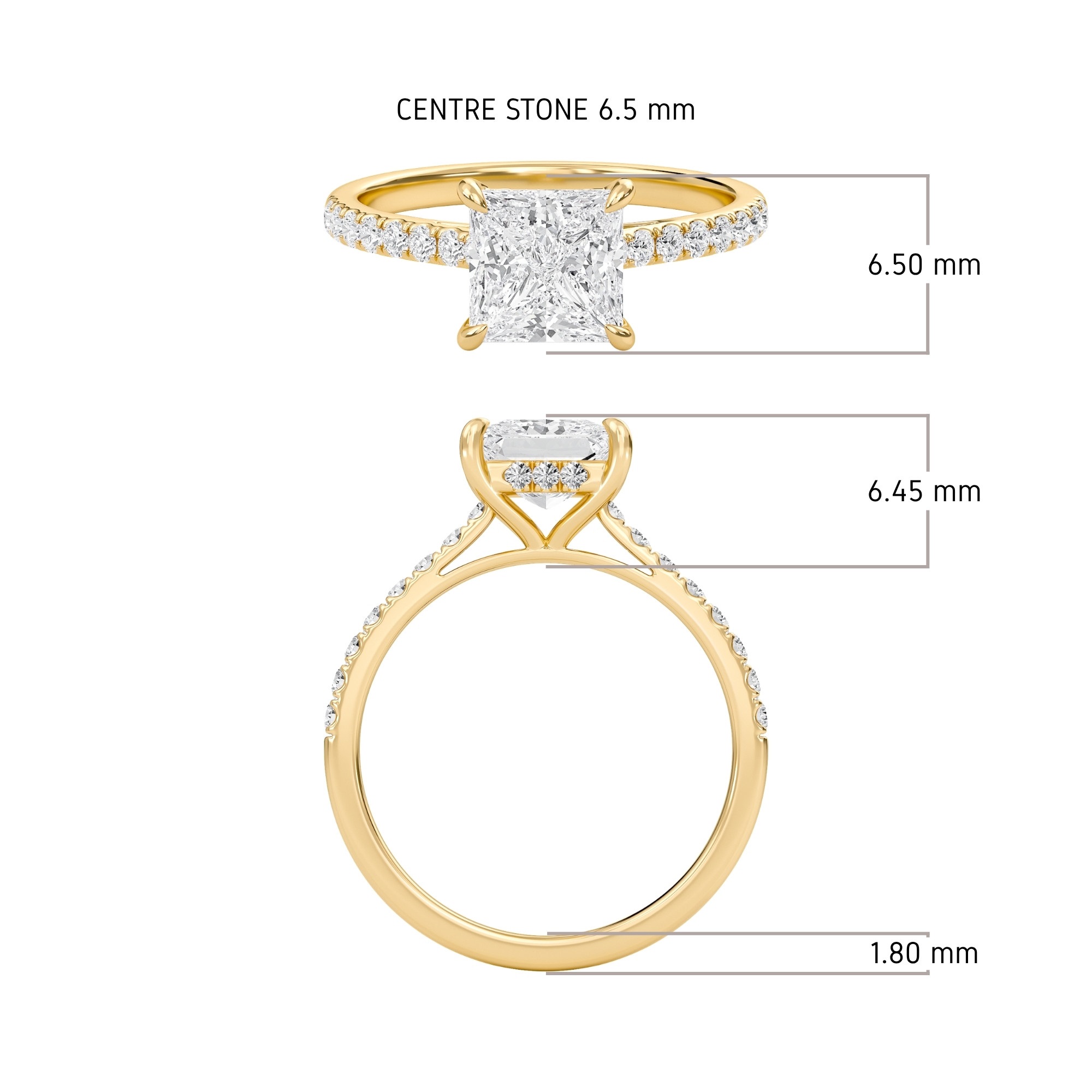 Princess Cathedral Pave Hidden Halo Engagement Ring