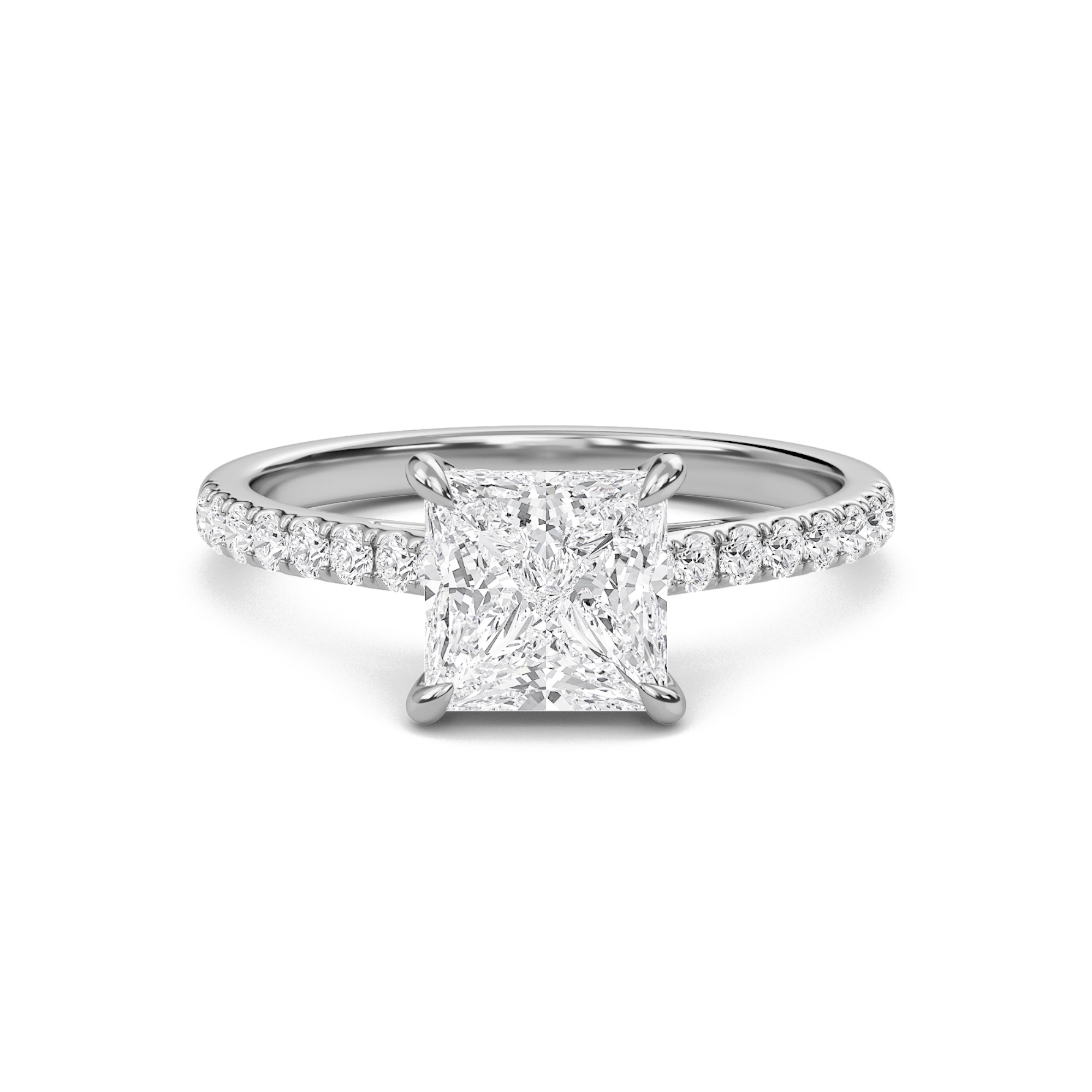 Princess Cathedral Pave Hidden Halo Engagement Ring