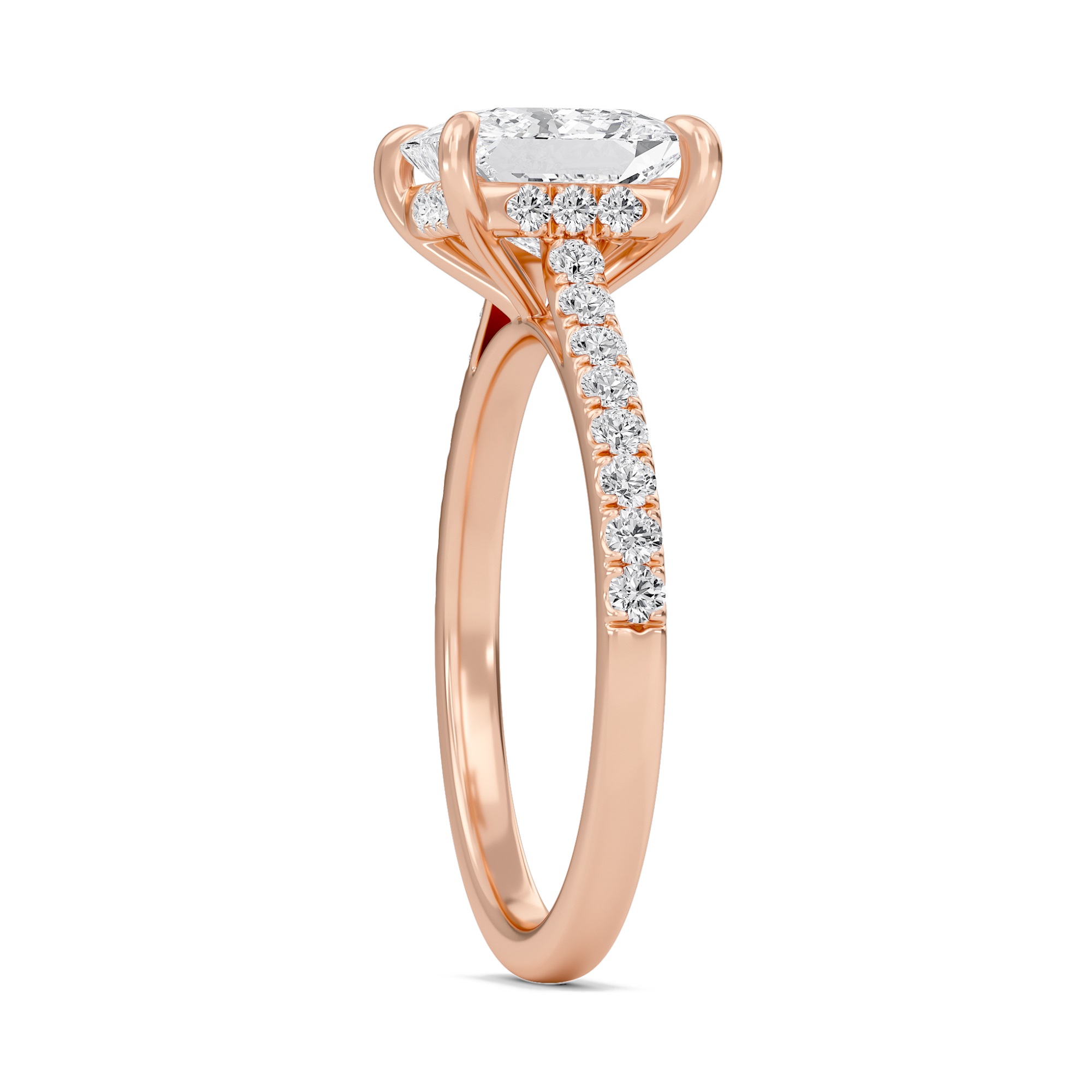 Princess Cathedral Pave Hidden Halo Engagement Ring