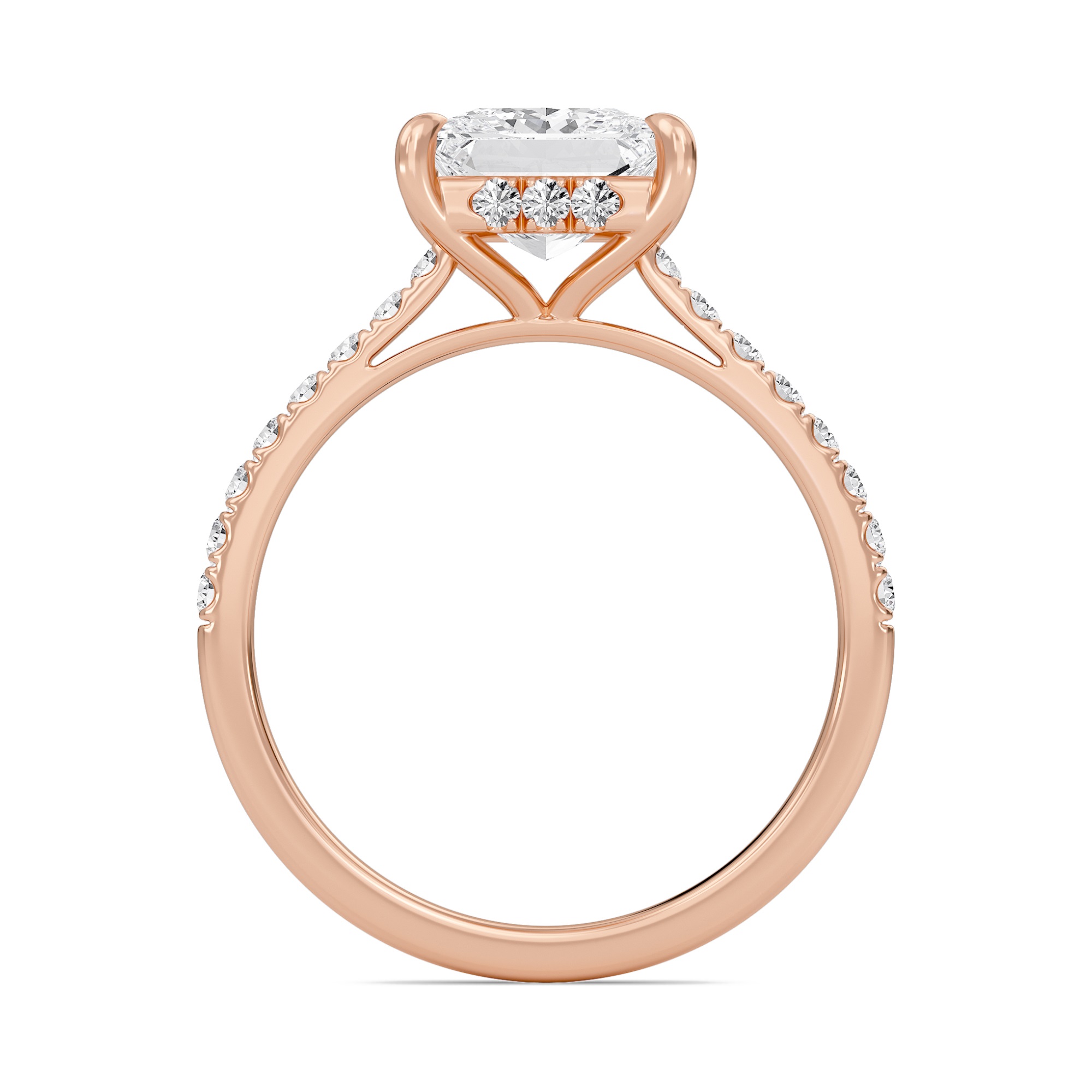 Princess Cathedral Pave Hidden Halo Engagement Ring