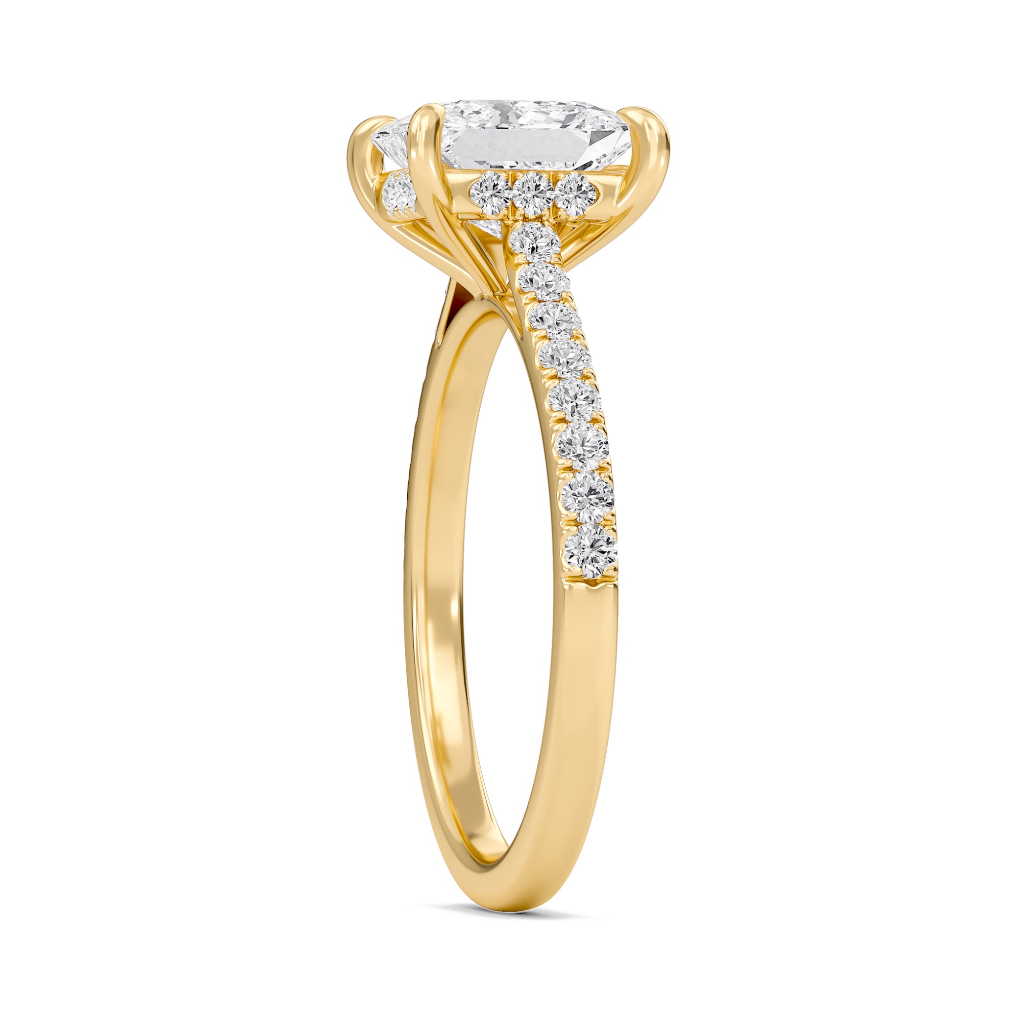 Princess Cathedral Pave Hidden Halo Engagement Ring