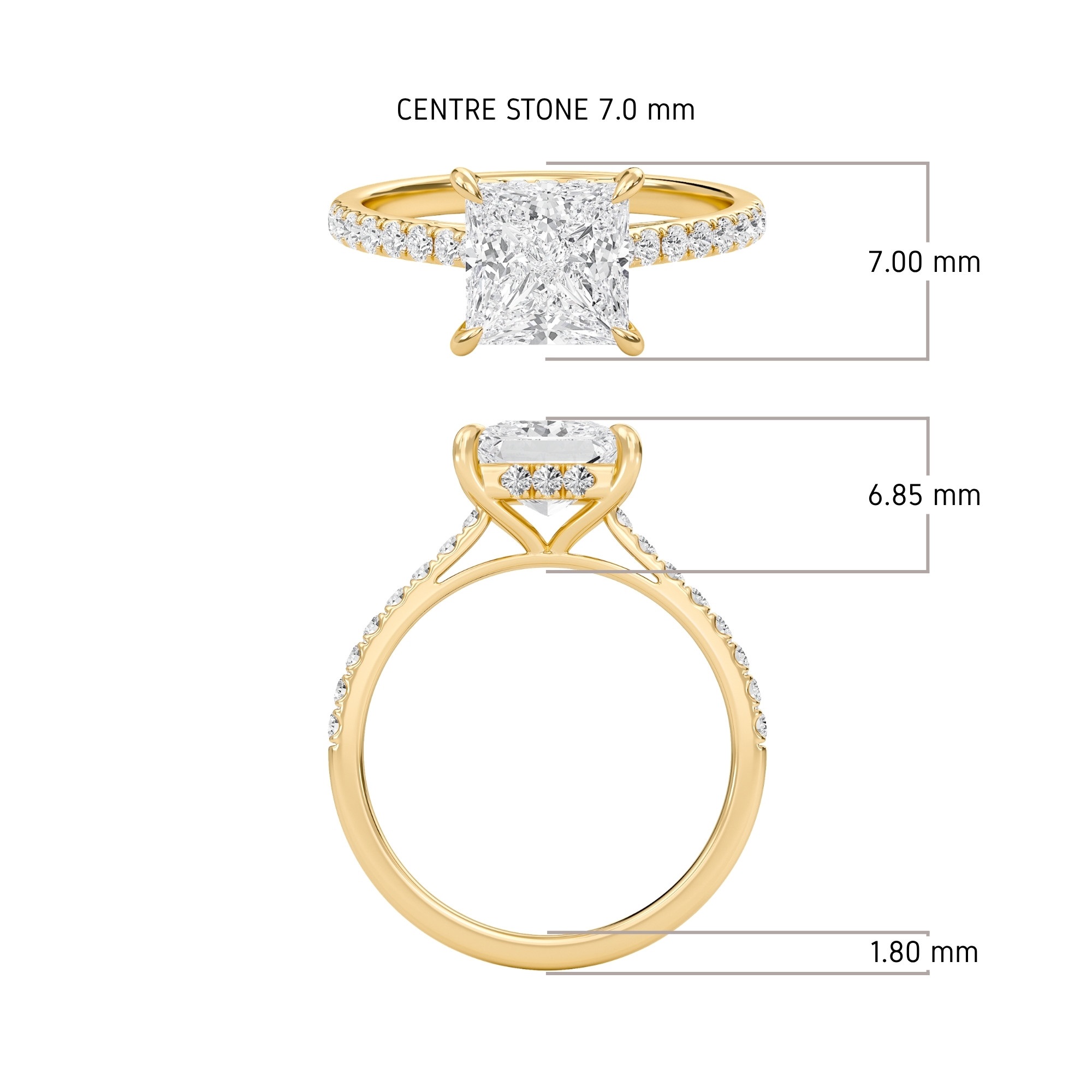 Princess Cathedral Pave Hidden Halo Engagement Ring