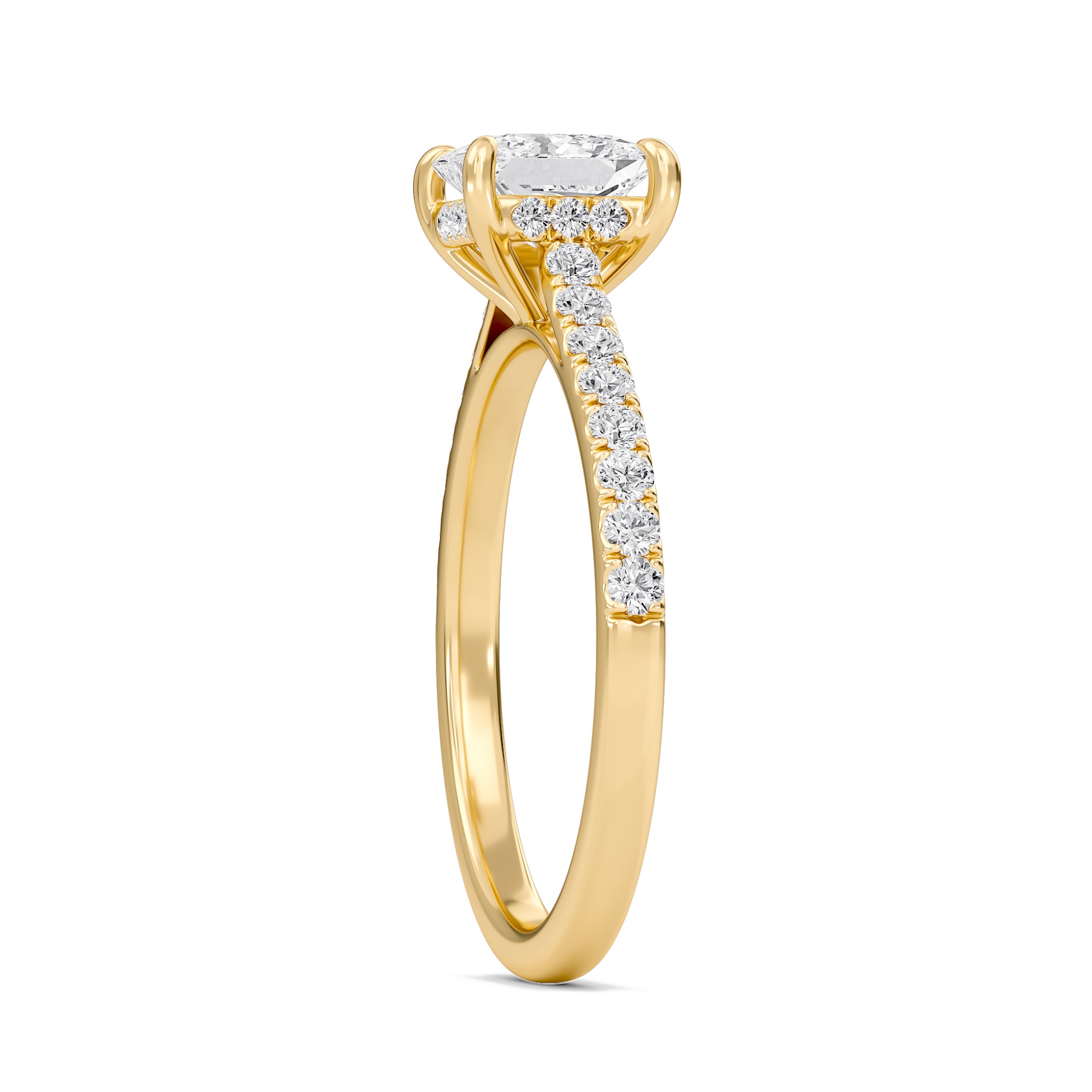 Princess Cathedral Pave Hidden Halo Engagement Ring