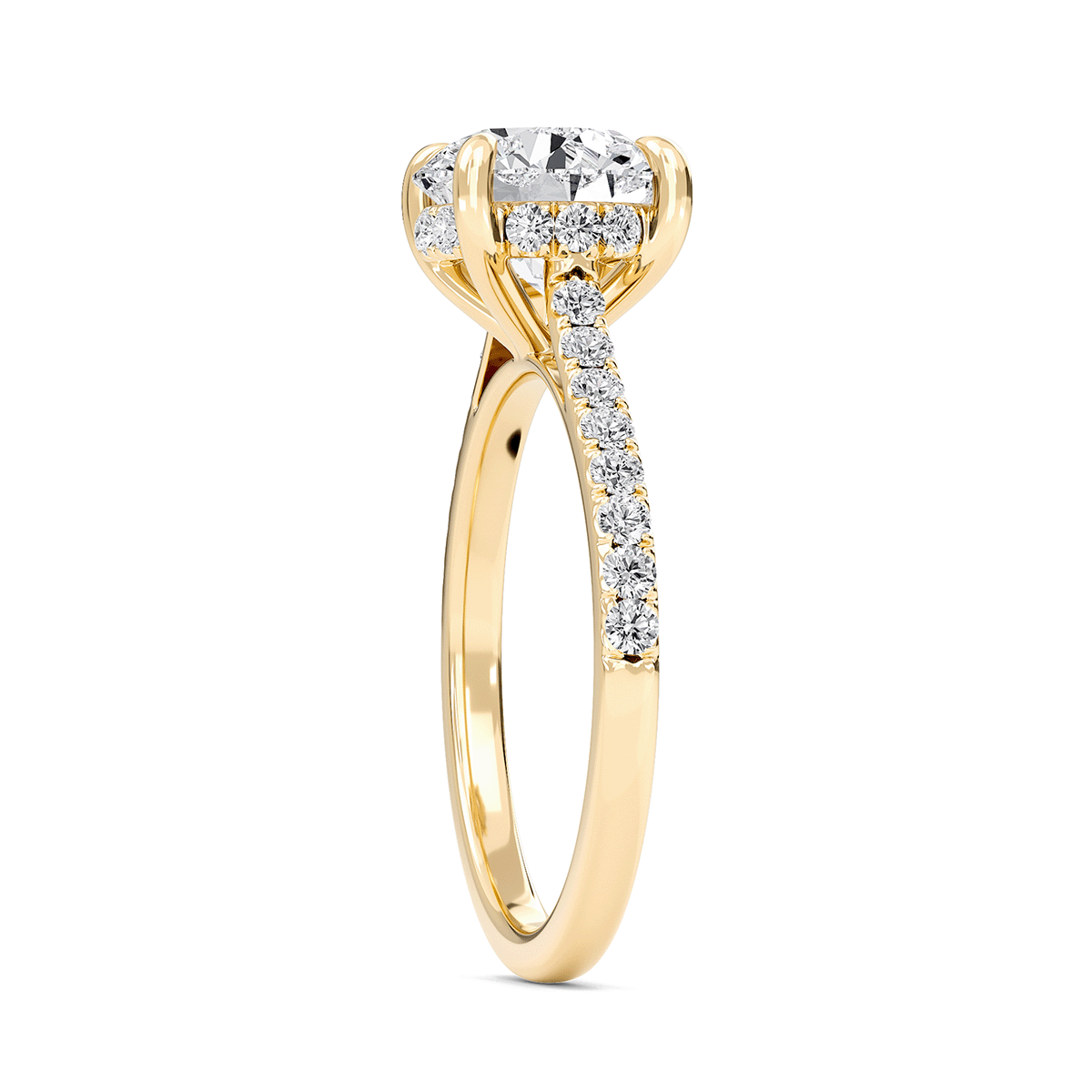 Round Cathedral Pave Hidden Halo Engagement Ring