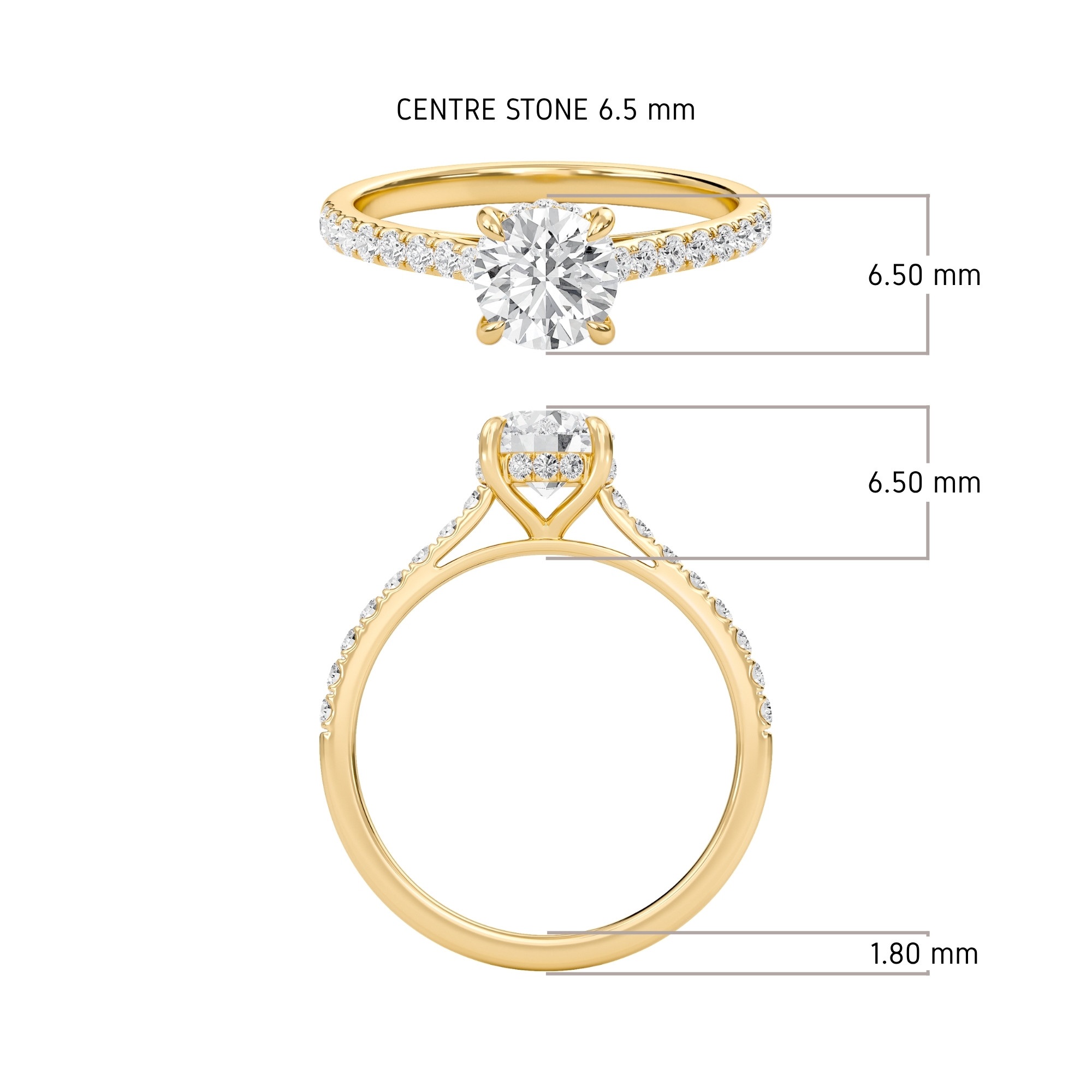 Round Cathedral Pave Hidden Halo Engagement Ring