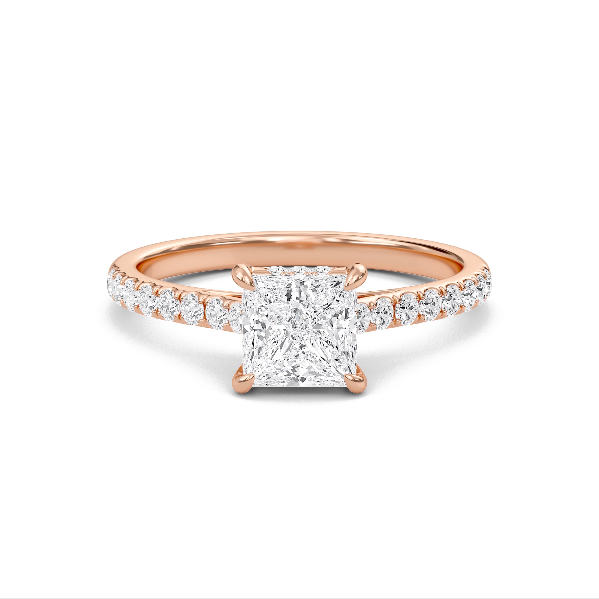 Princess Cathedral Pave Hidden Halo Engagement Ring