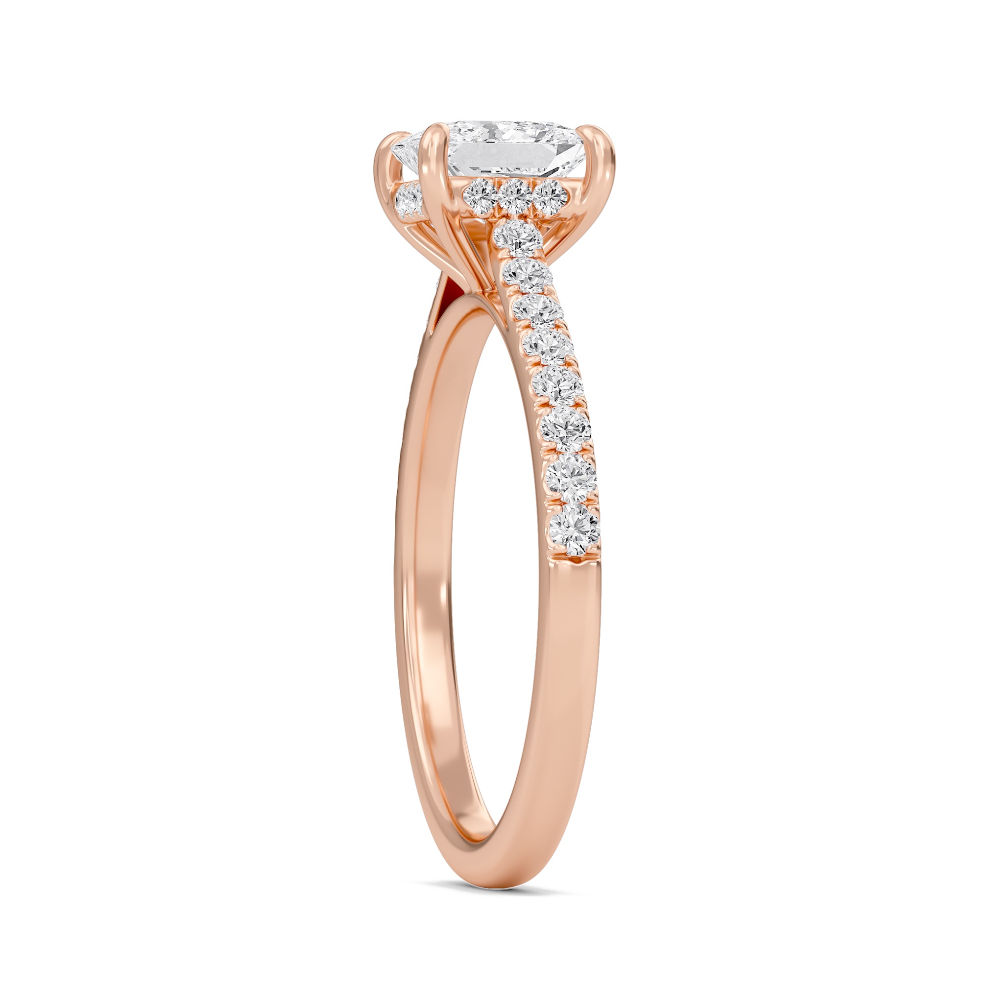 Princess Cathedral Pave Hidden Halo Engagement Ring