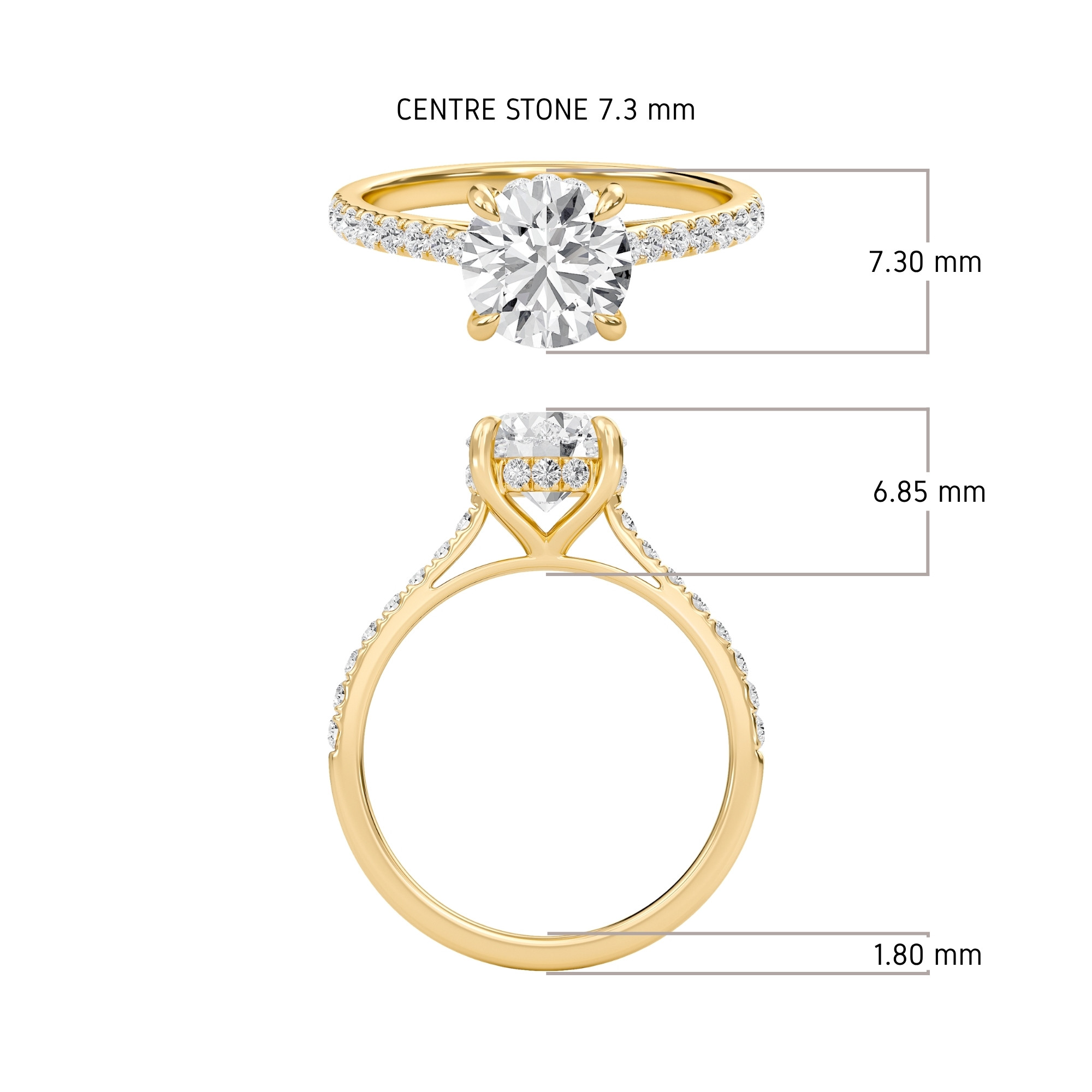 Round Cathedral Pave Hidden Halo Engagement Ring