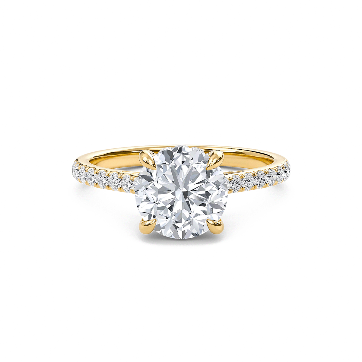 Round Cathedral Pave Hidden Halo Engagement Ring