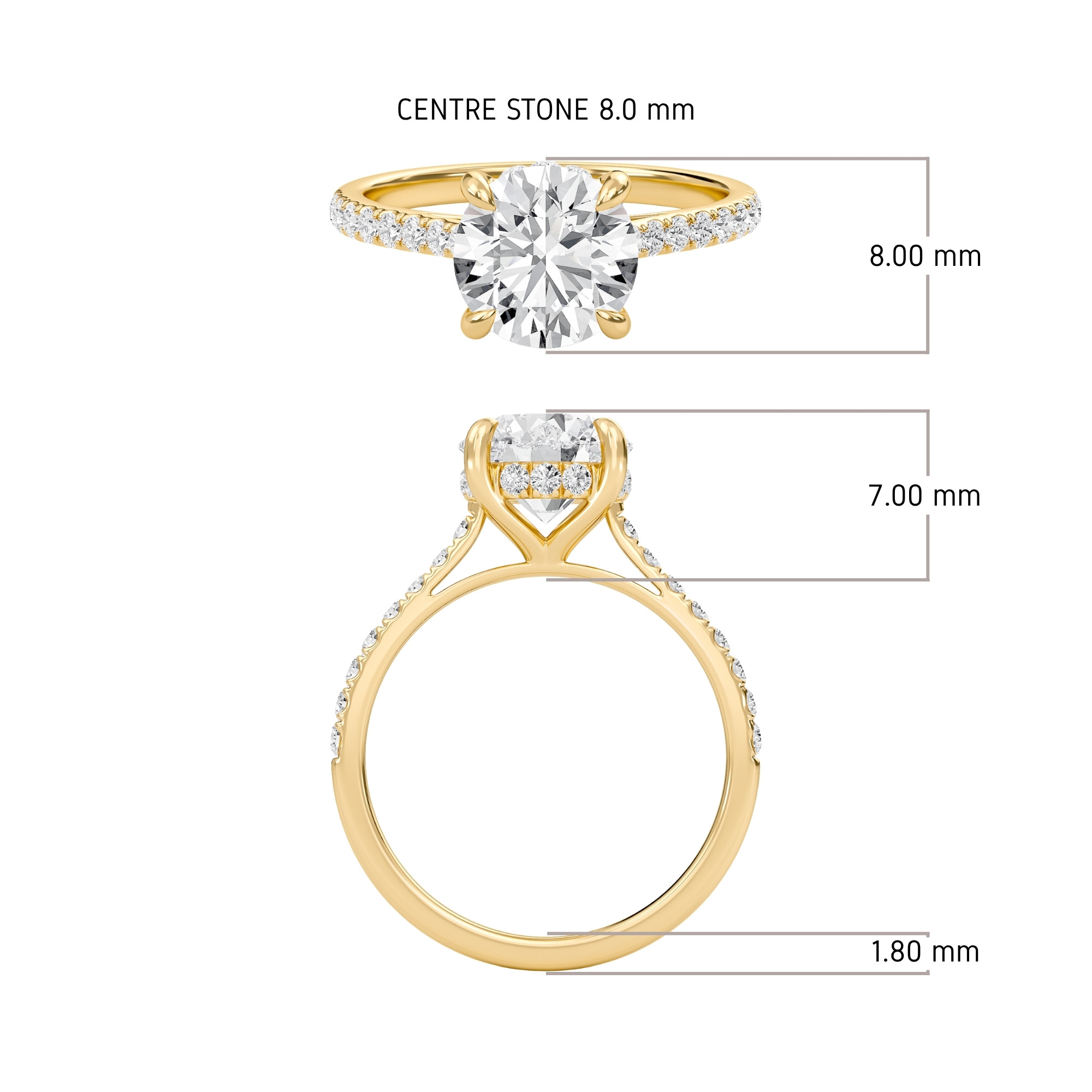Round Cathedral Pave Hidden Halo Engagement Ring
