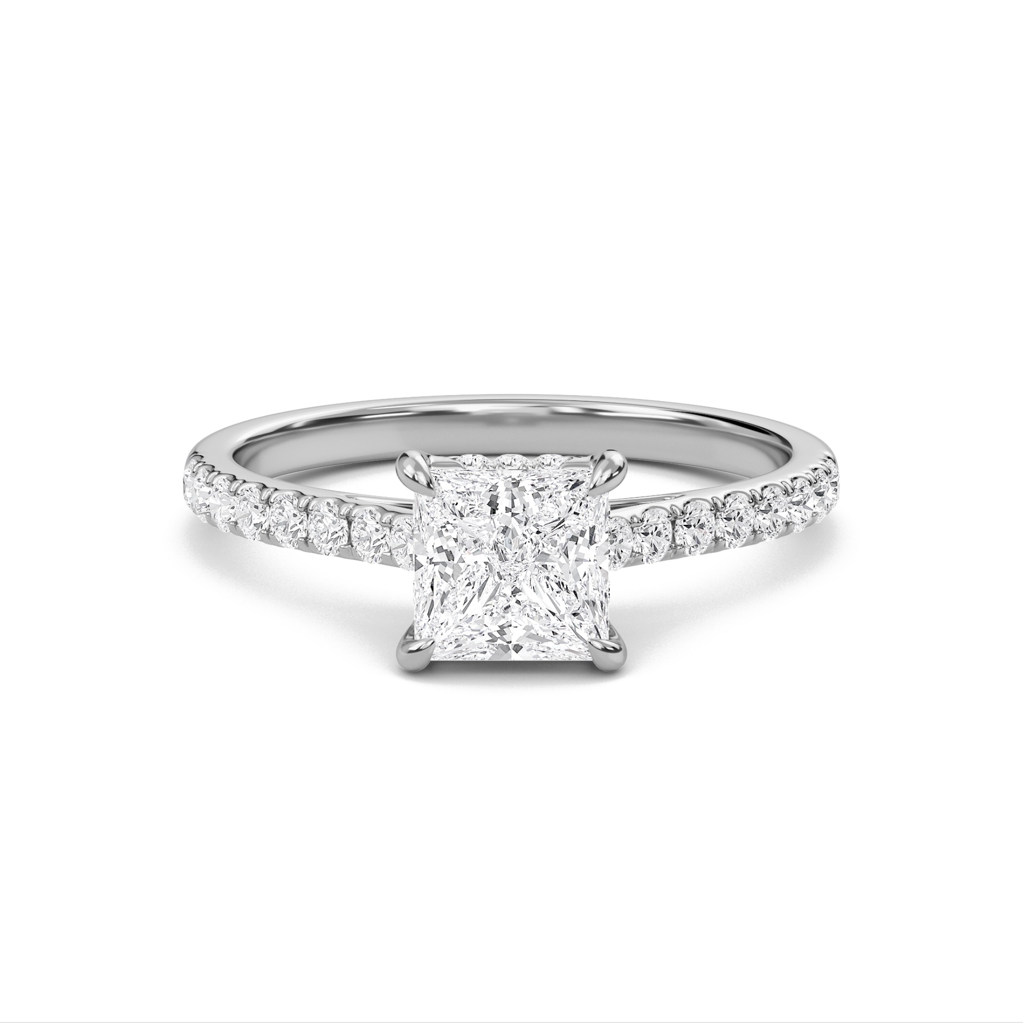 Princess Cathedral Pave Hidden Halo Engagement Ring
